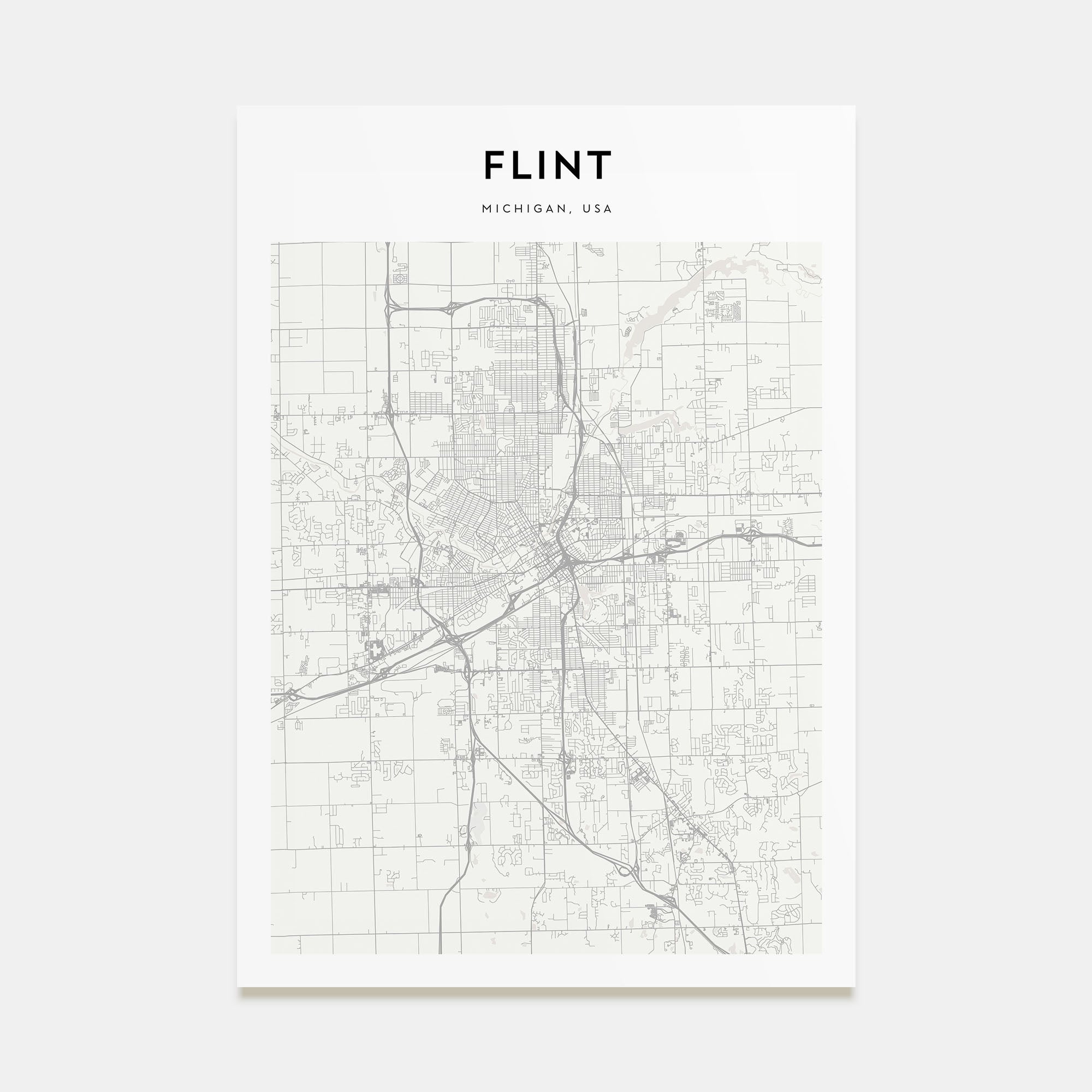 Flint Map Portrait Poster
