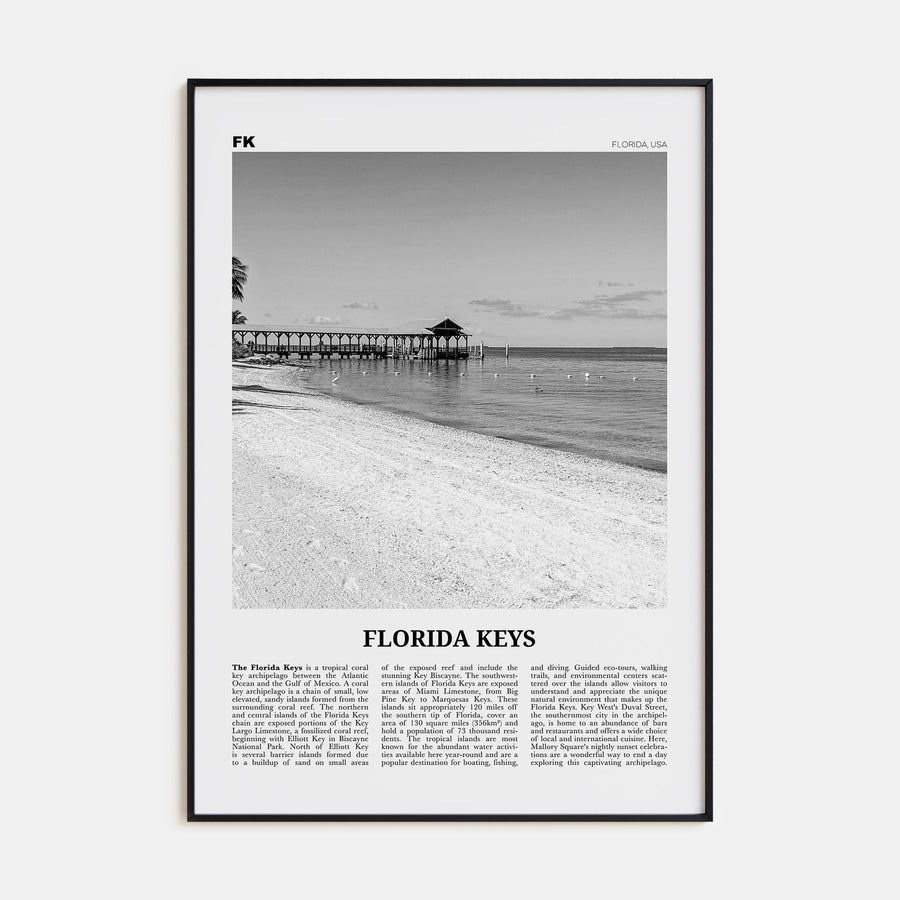Florida Keys Travel B&W Poster