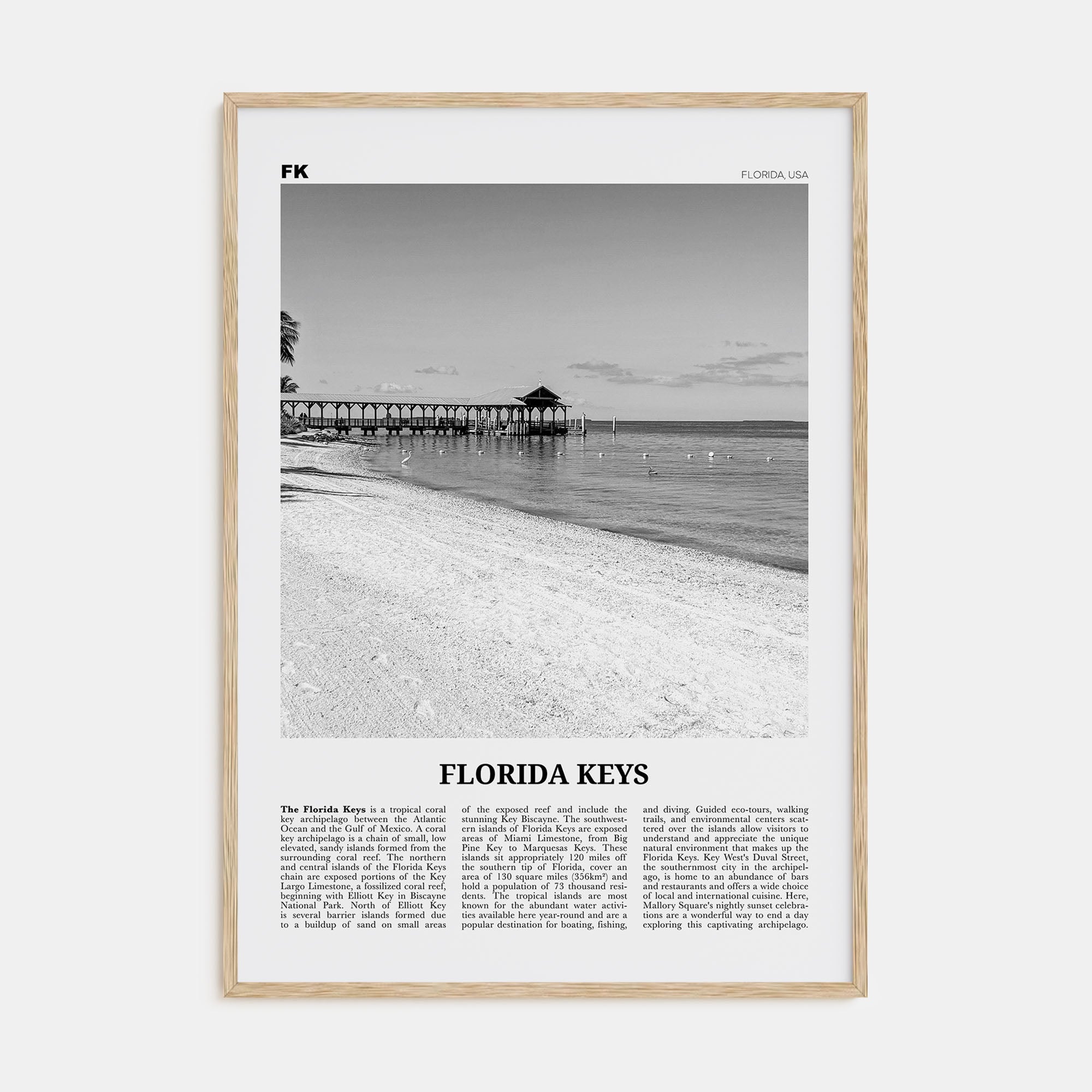 Florida Keys Travel B&W Poster