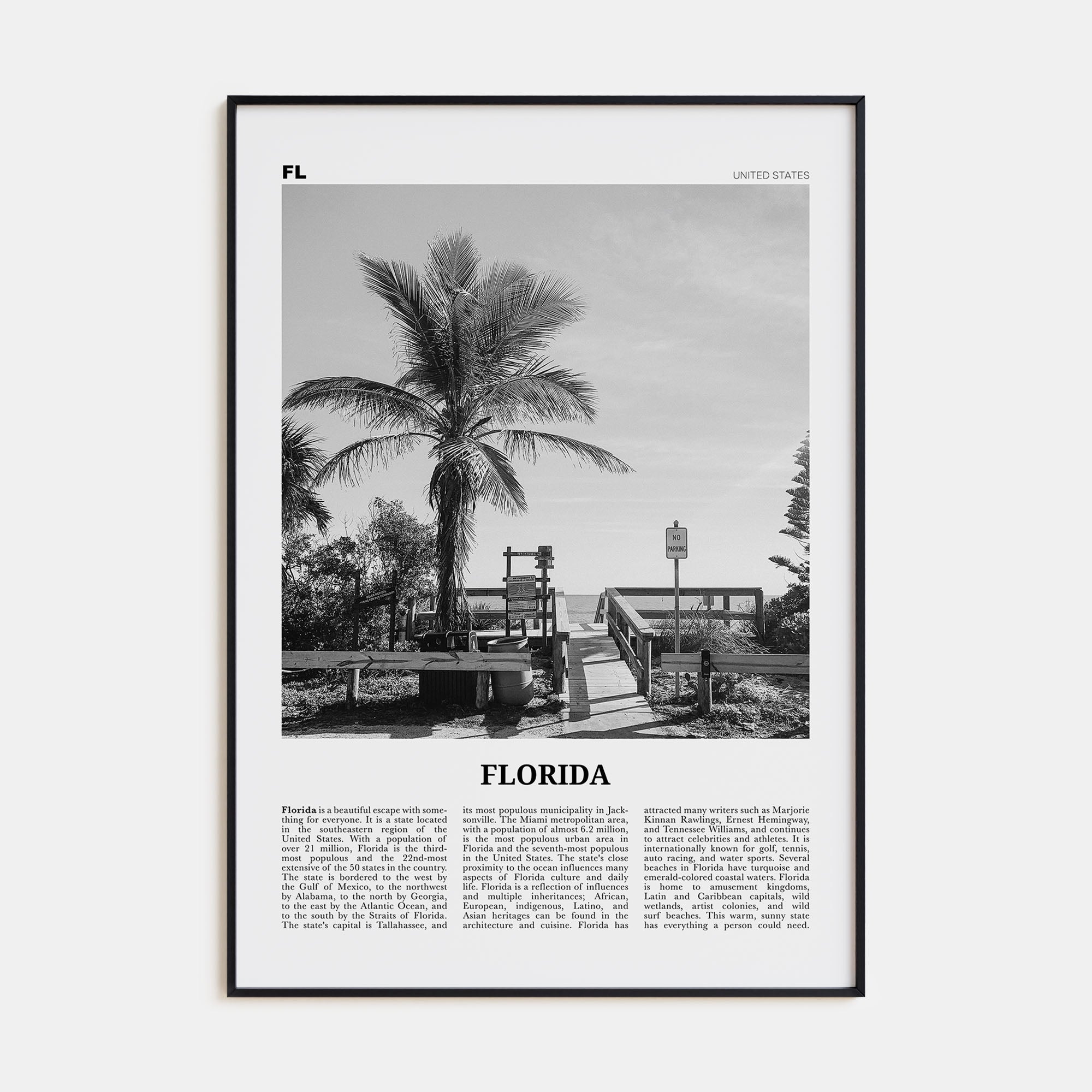 Florida Travel B&W No 1 Poster