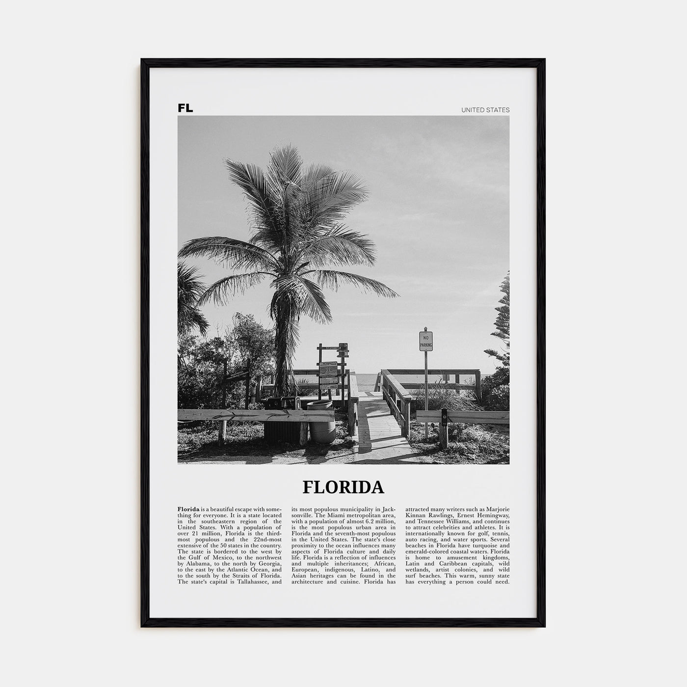 Florida Travel B&W No 1 Poster