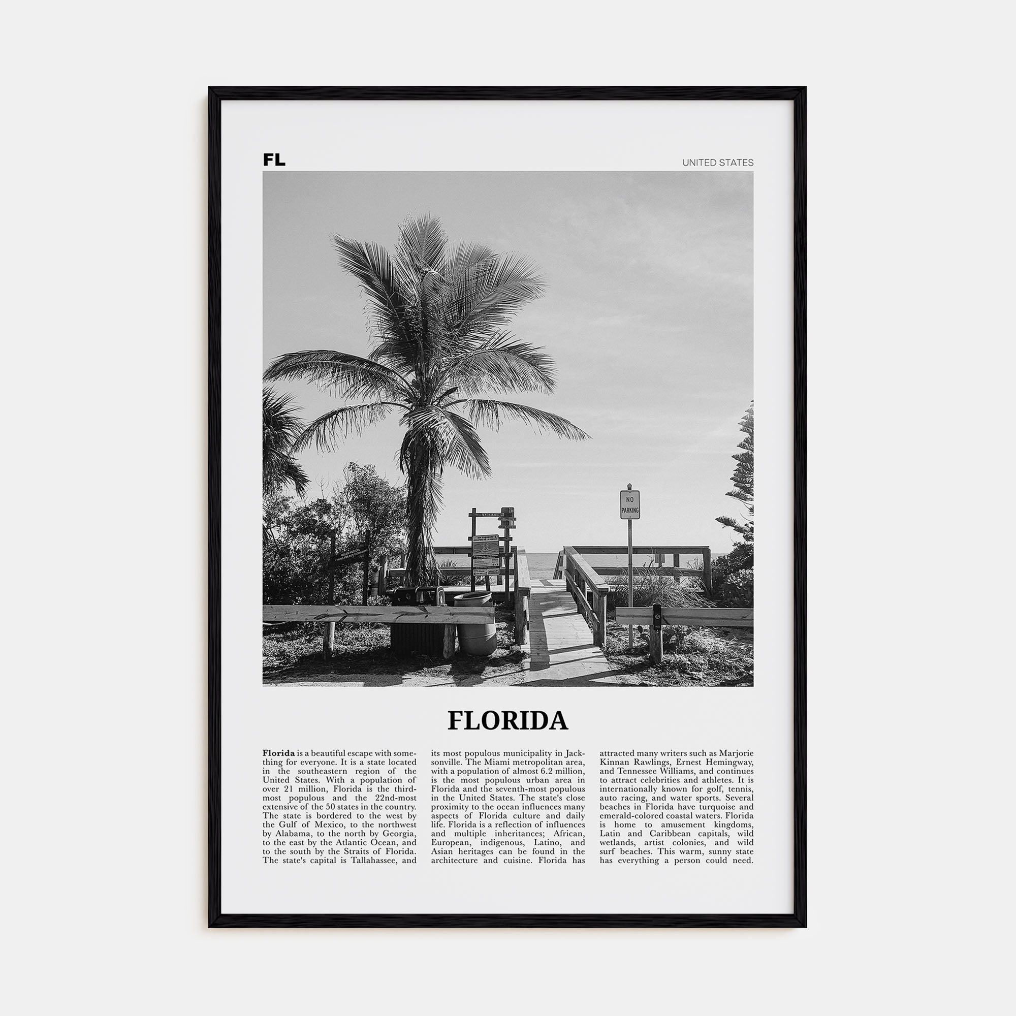 Florida Travel B&W No 1 Poster