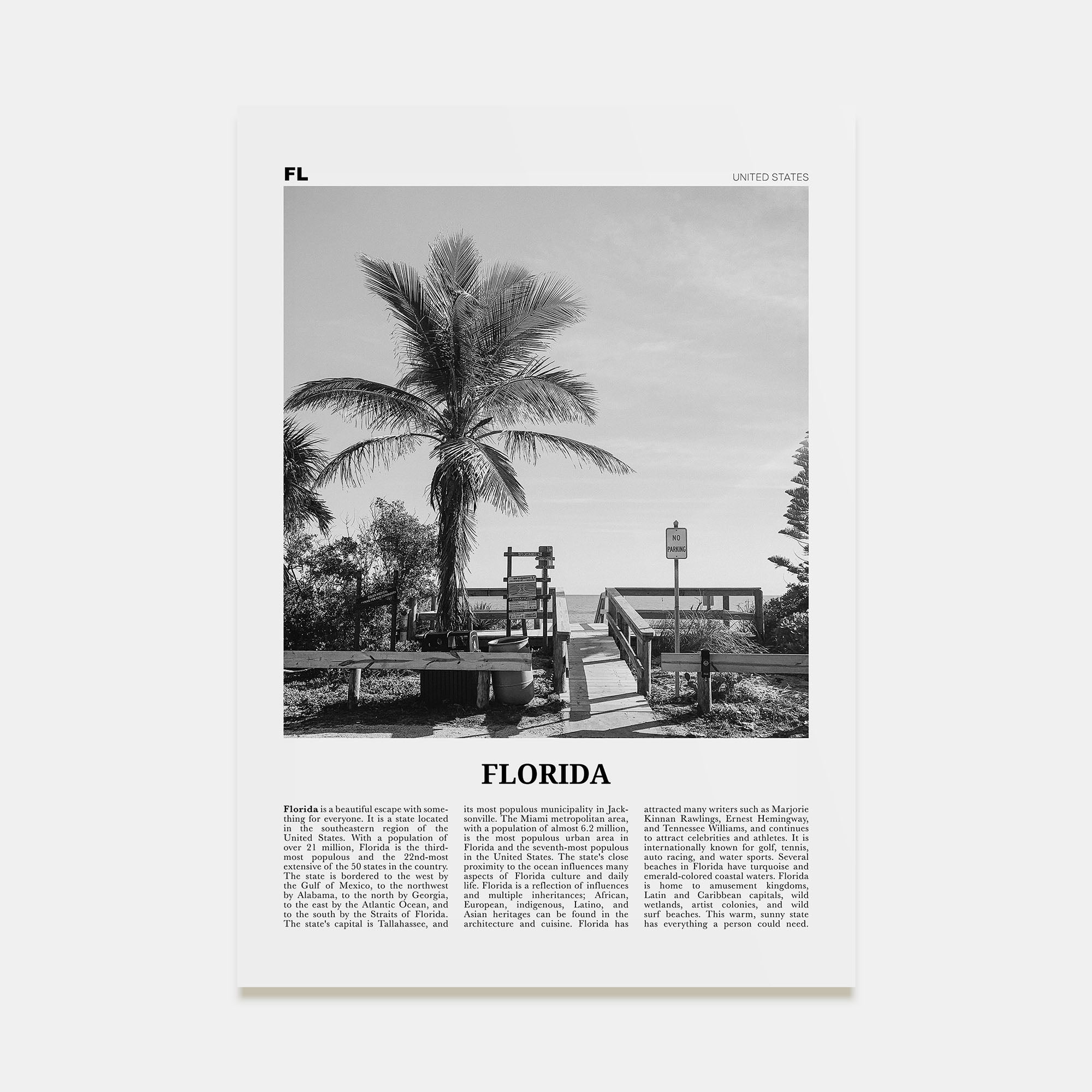 Florida Travel B&W No 1 Poster