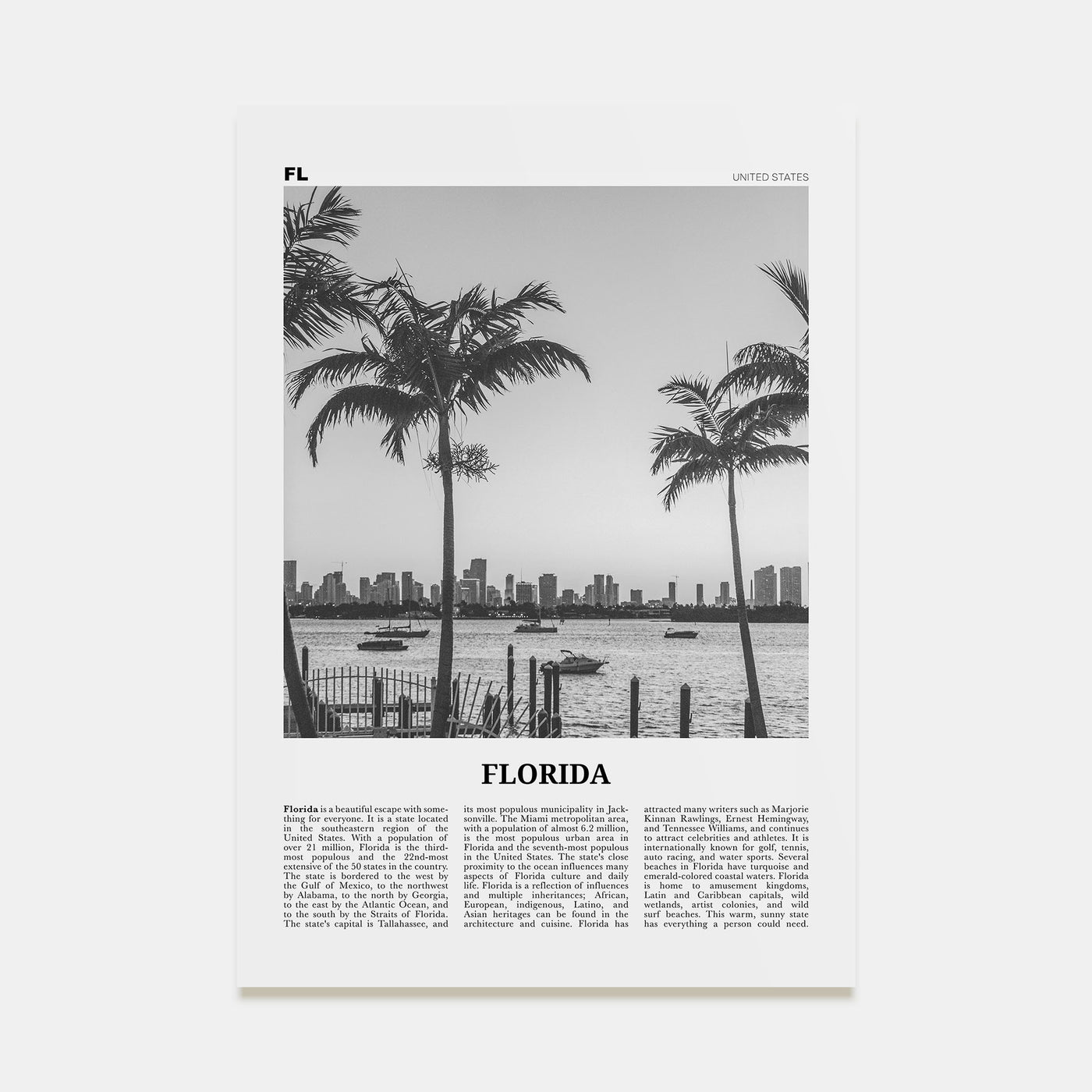Florida Travel B&W No 3 Poster