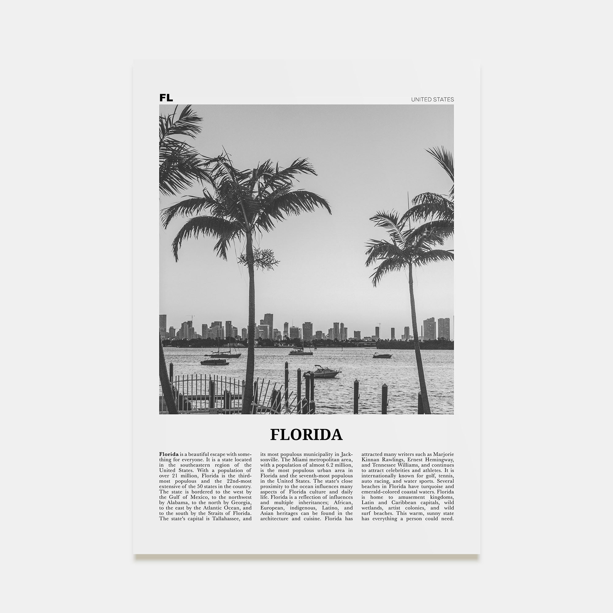 Florida Travel B&W No 3 Poster
