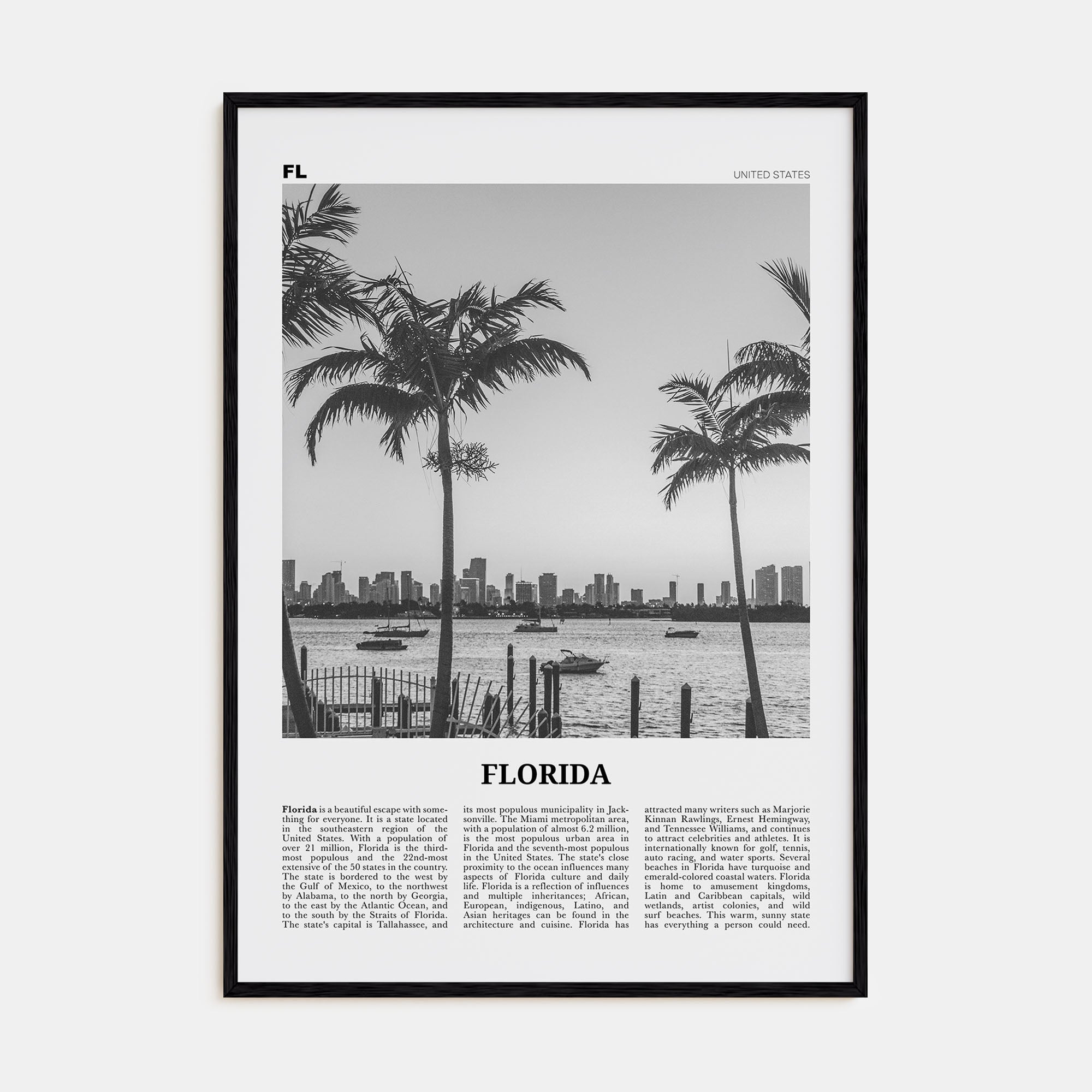 Florida Travel B&W No 3 Poster