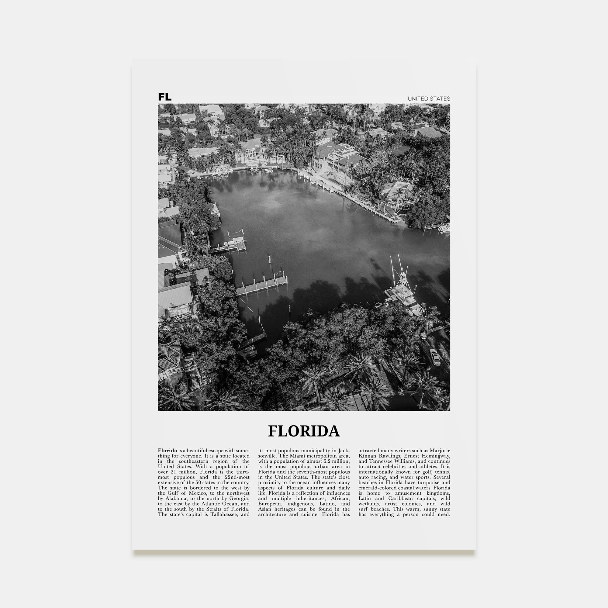 Florida Travel B&W No 4 Poster