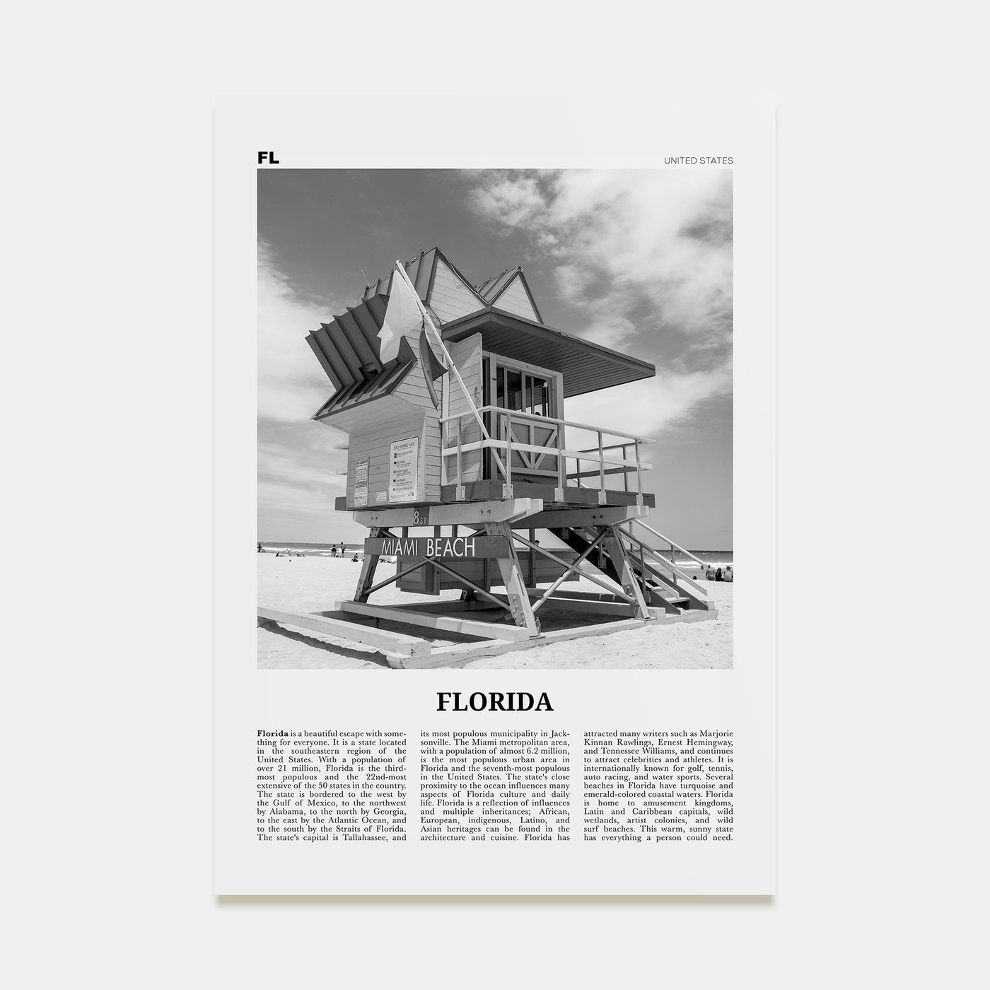 Florida Travel B&W No 5 Poster