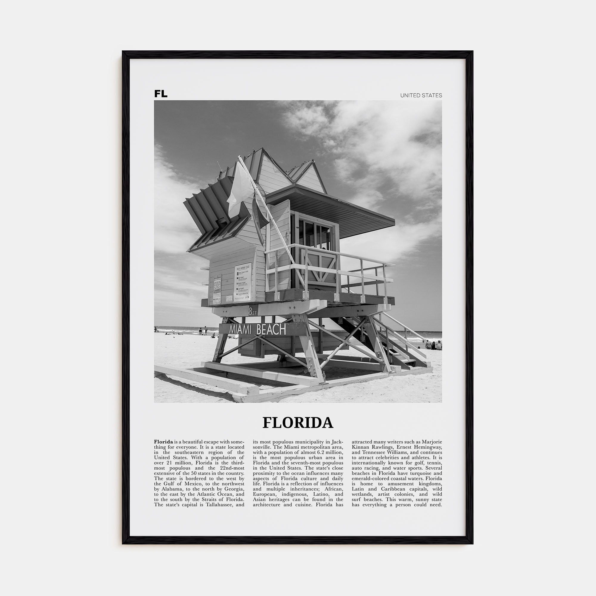 Florida Travel B&W No 5 Poster