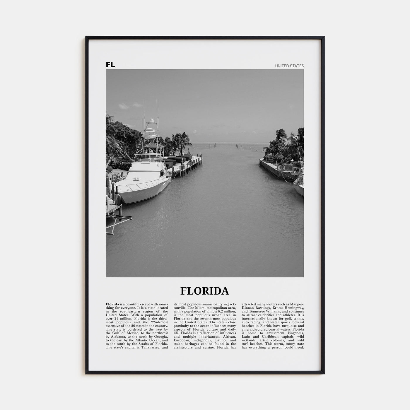 Florida Travel B&W No 6 Poster