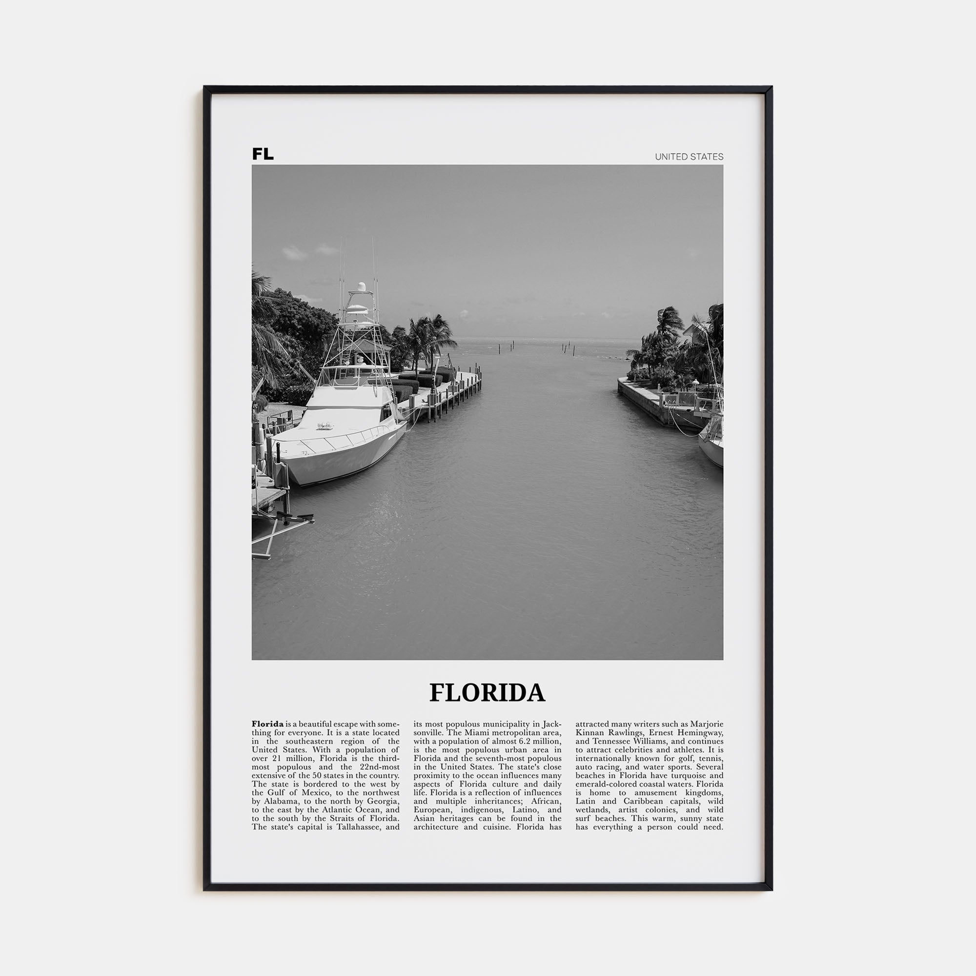 Florida Travel B&W No 6 Poster