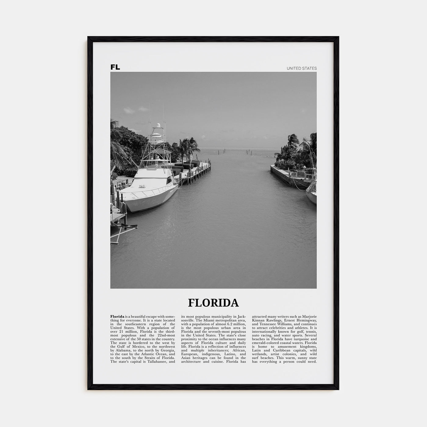 Florida Travel B&W No 6 Poster