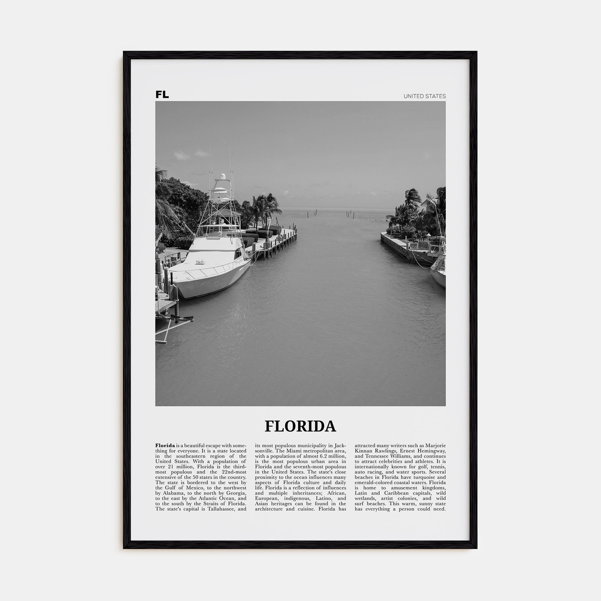 Florida Travel B&W No 6 Poster