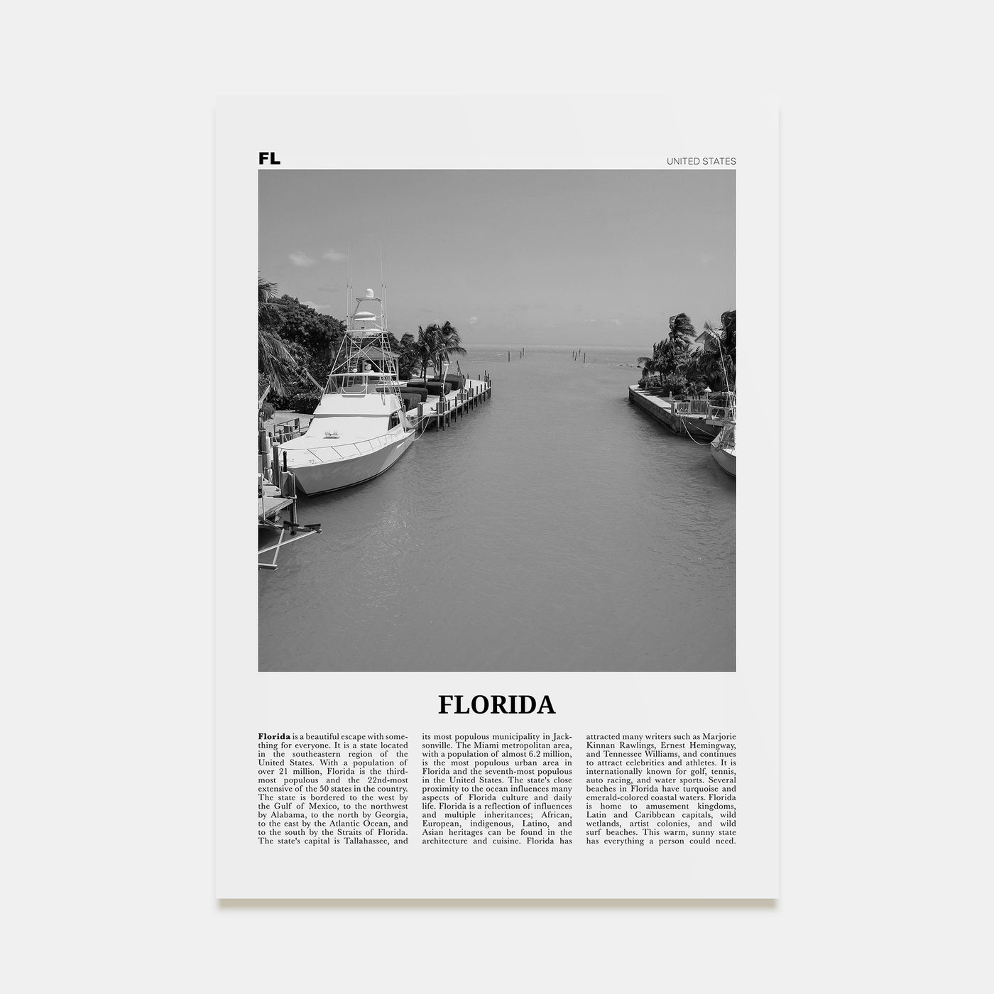Florida Travel B&W No 6 Poster