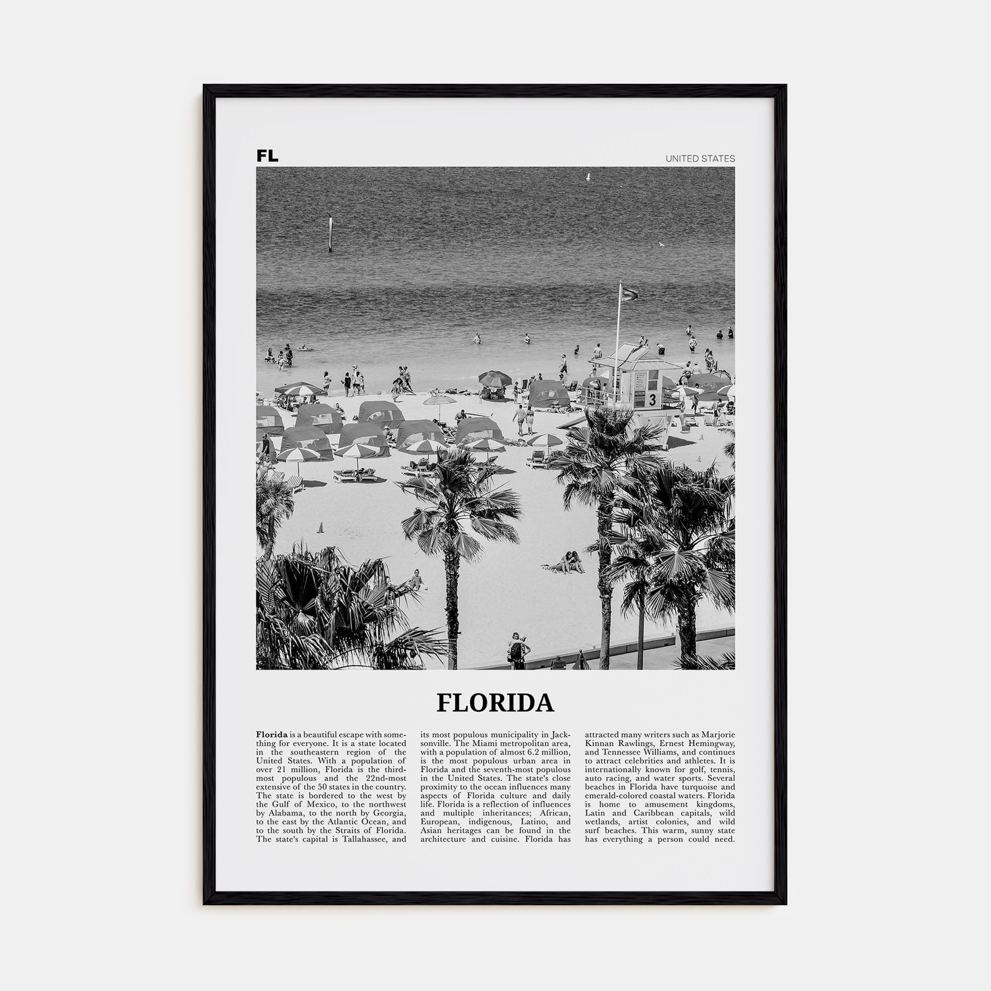 Florida Travel B&W No 7 Poster