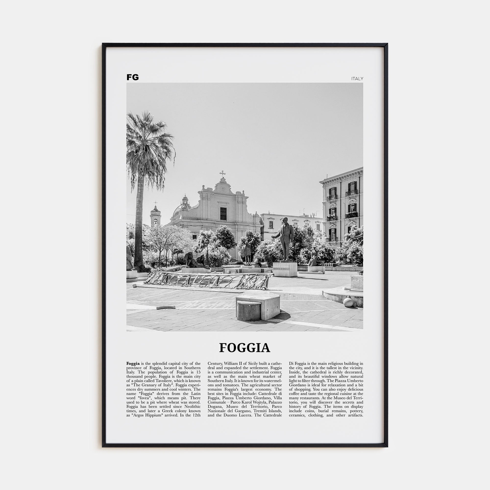 Foggia Travel B&W Poster