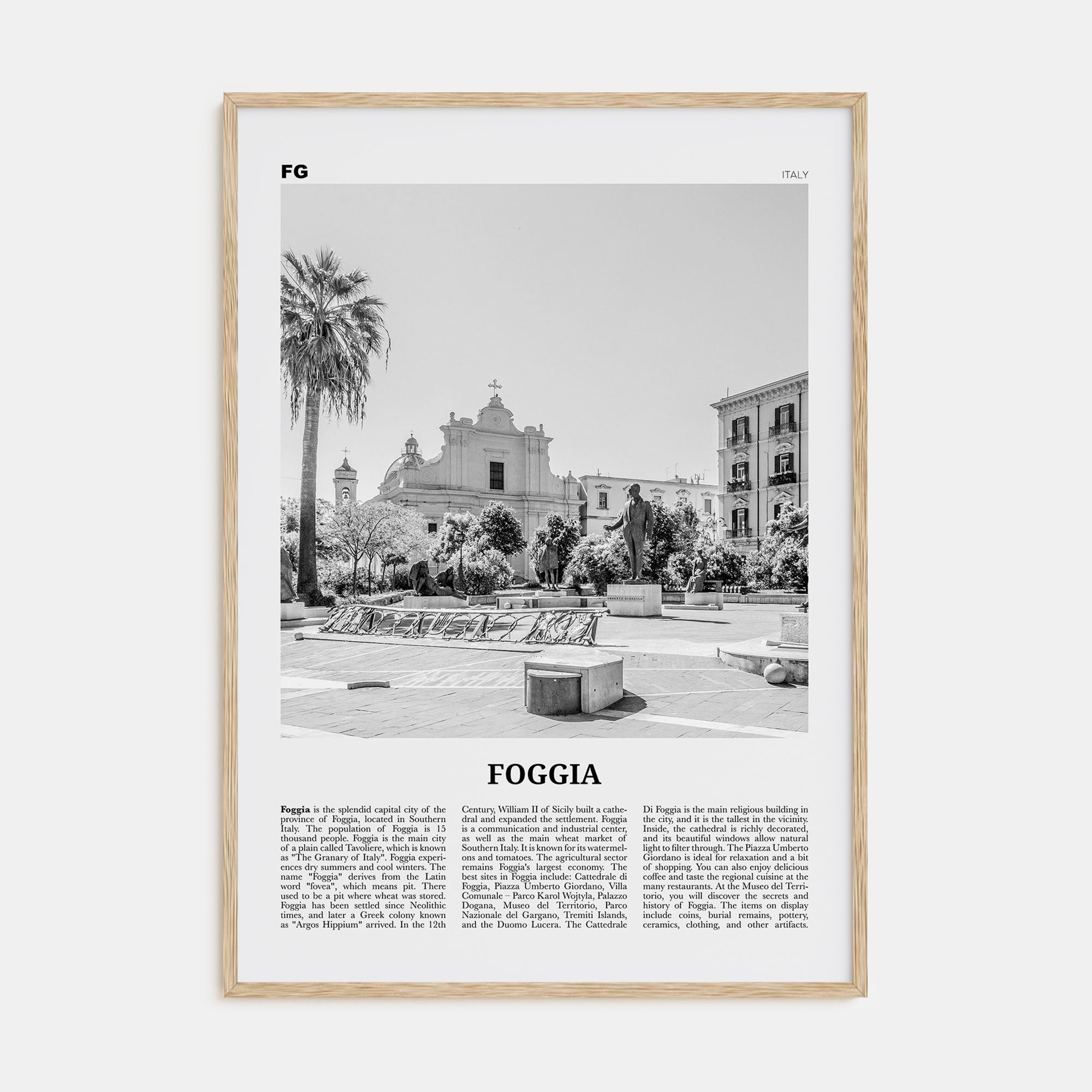 Foggia Travel B&W Poster