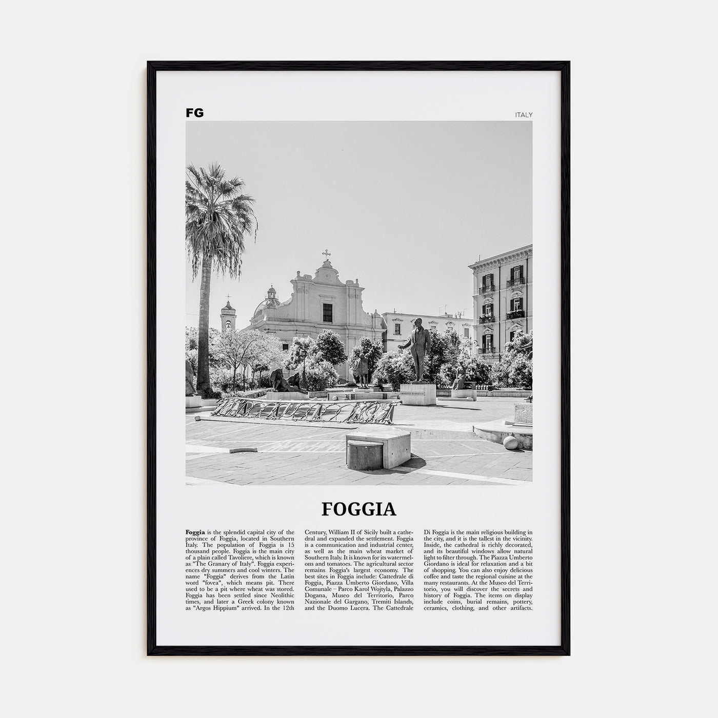 Foggia Travel B&W Poster