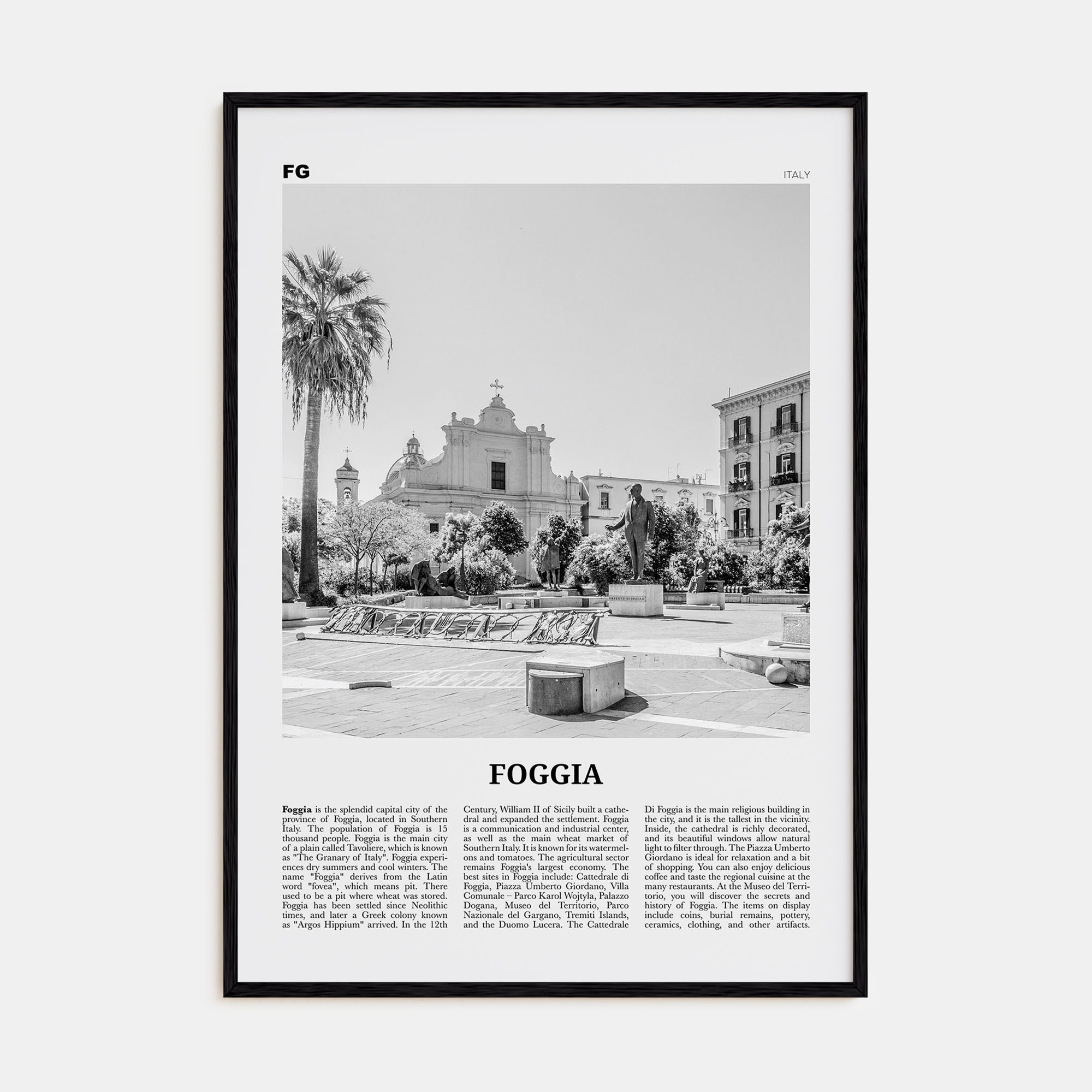 Foggia Travel B&W Poster