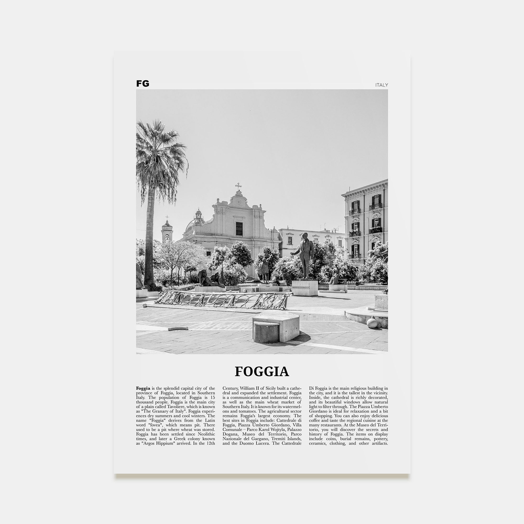 Foggia Travel B&W Poster
