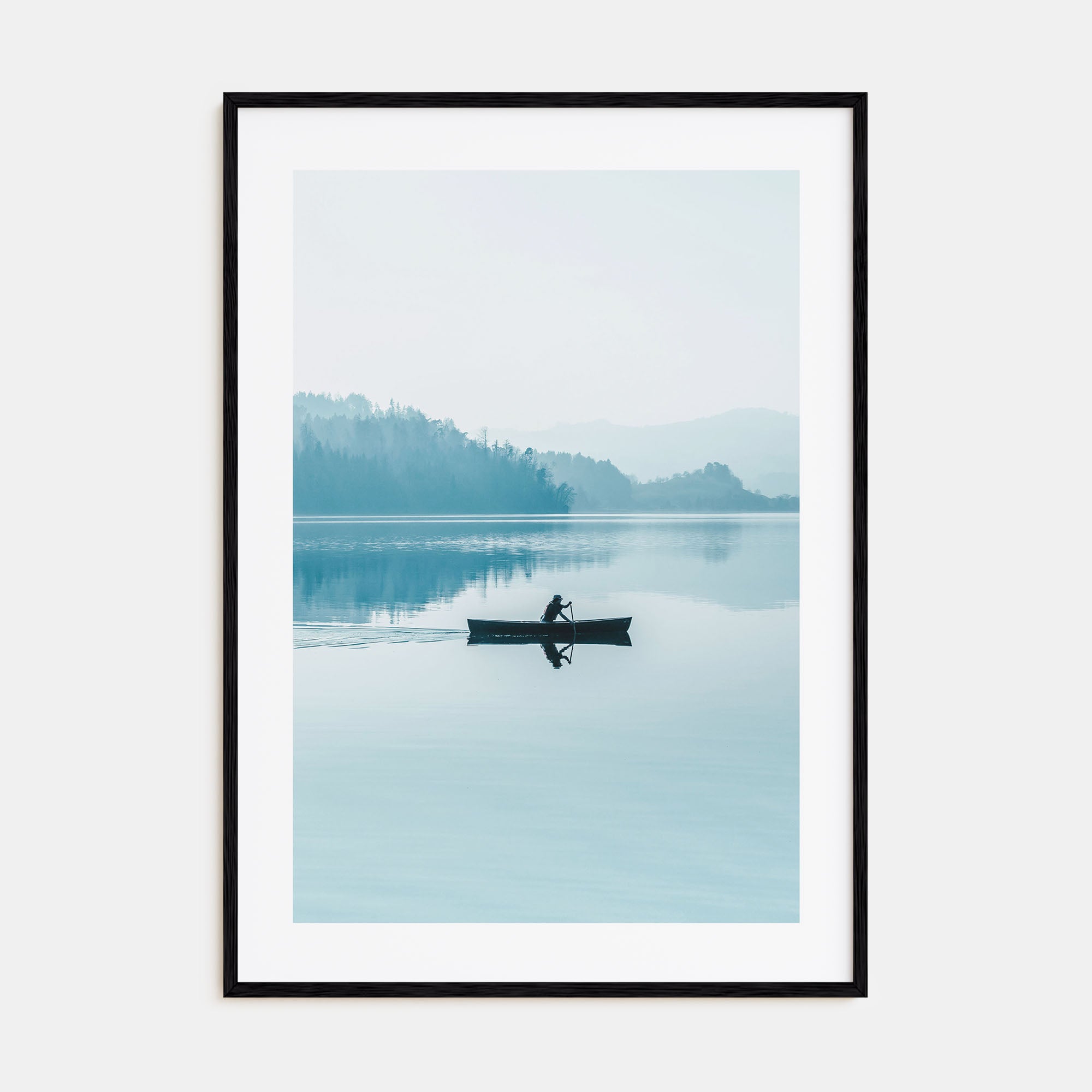 Foggy Lake Boat Photo Color Poster