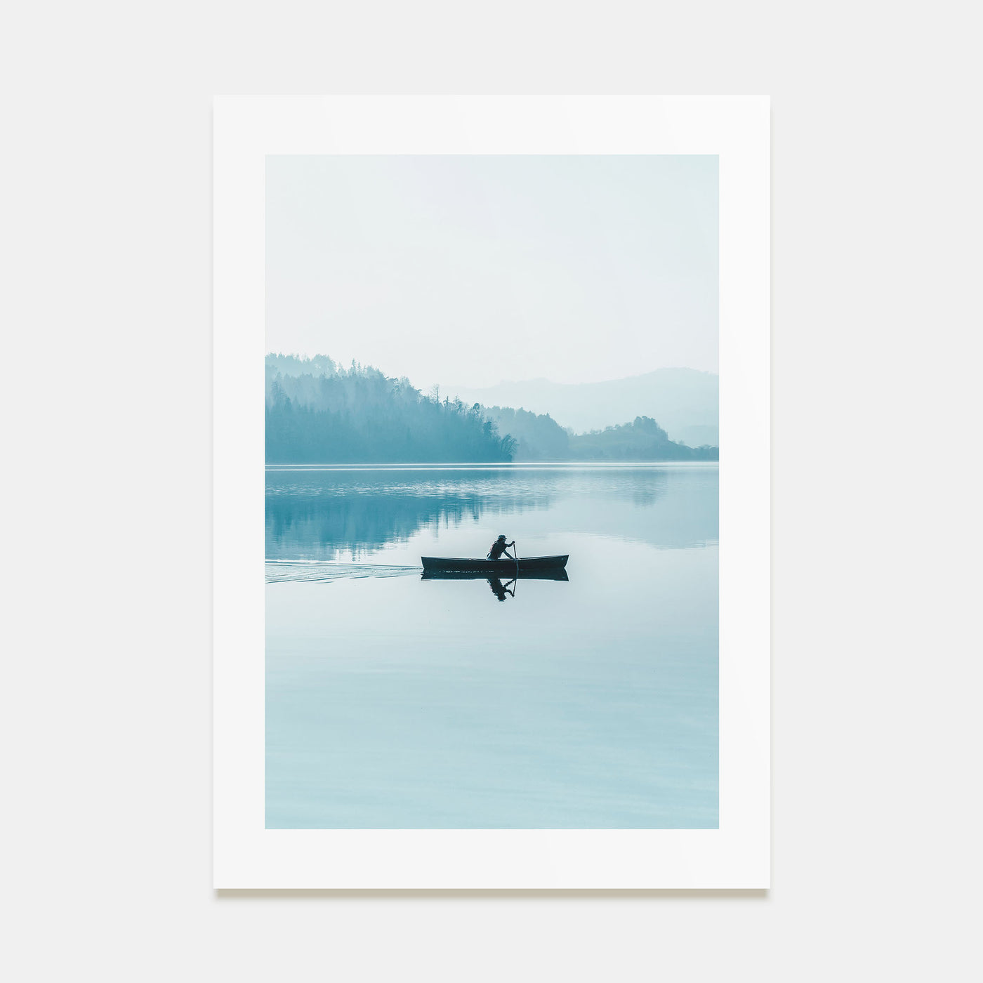 Foggy Lake Boat Photo Color Poster
