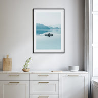 Foggy Lake Boat Photo Color Poster