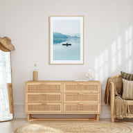 Foggy Lake Boat Photo Color Poster