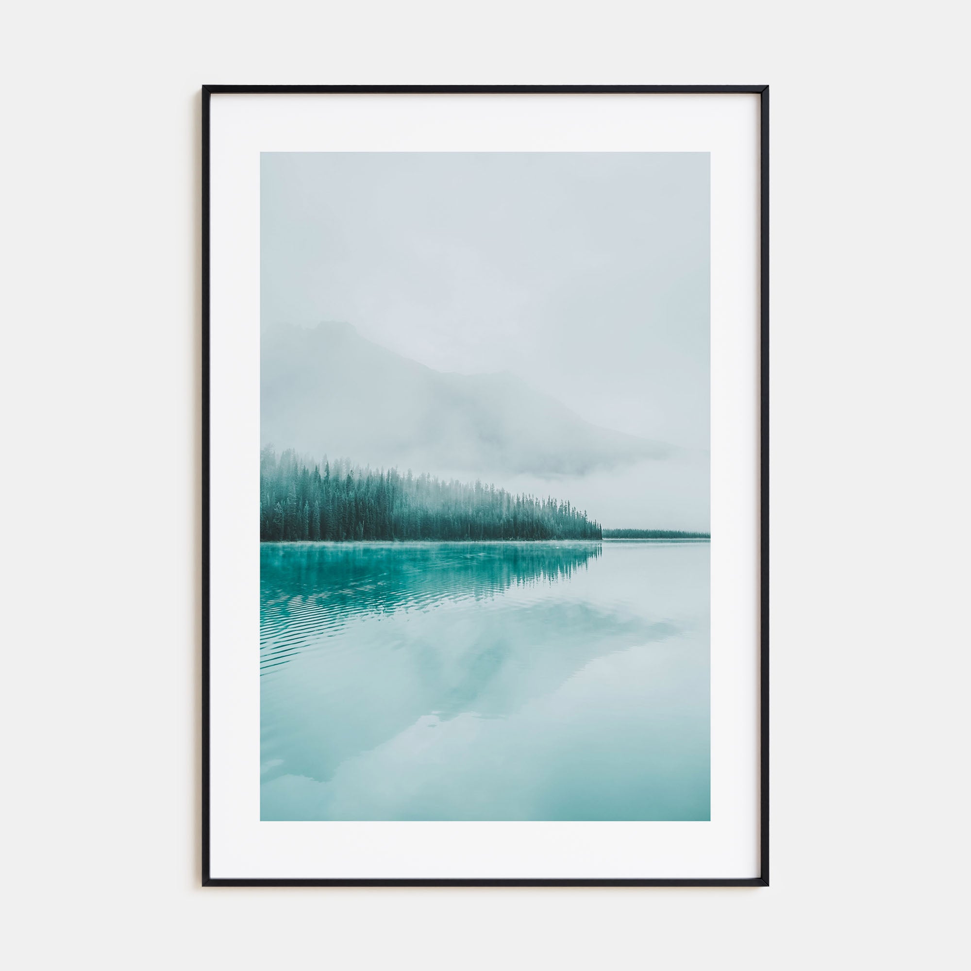 Foggy Lake Mountains Photo Color Poster