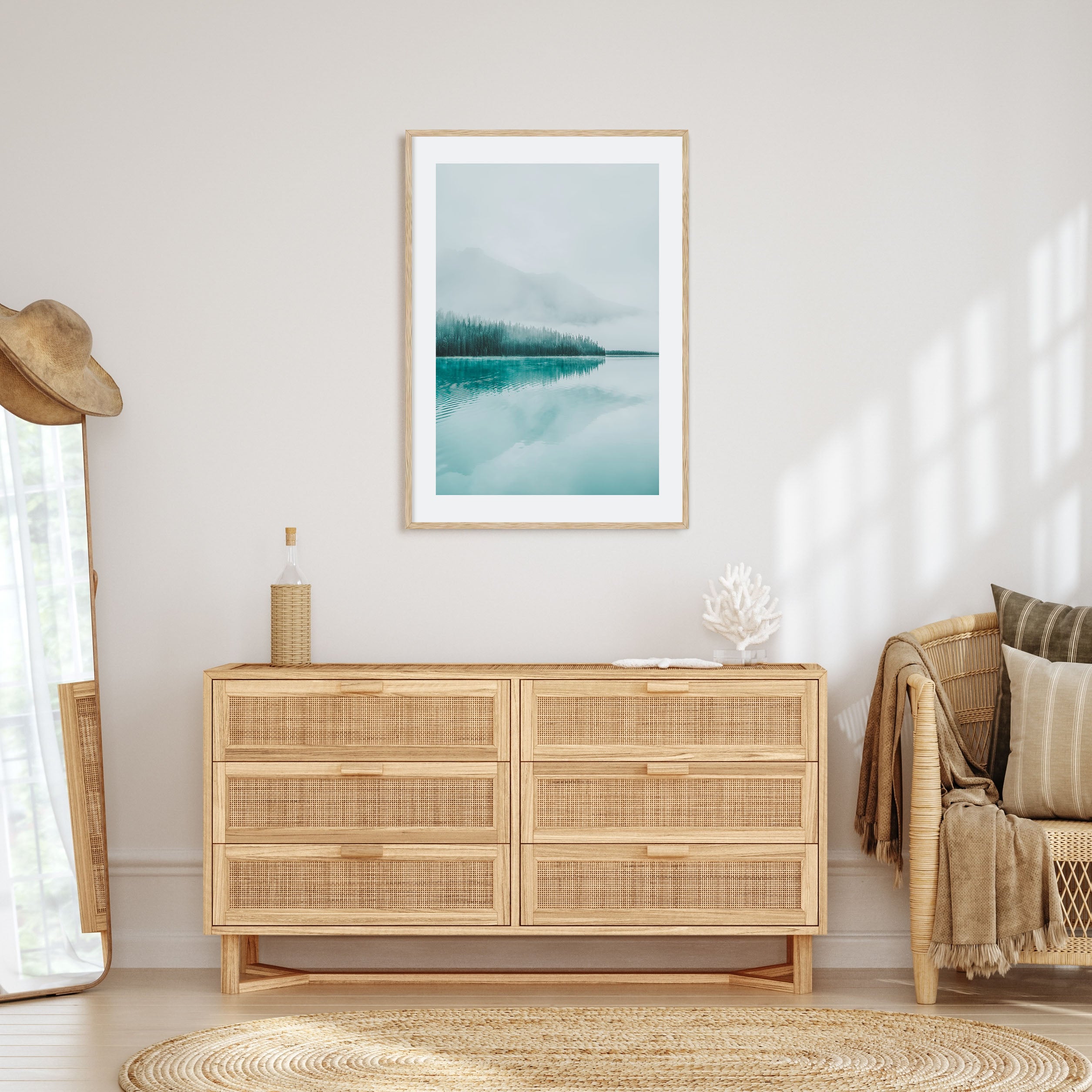 Foggy Lake Mountains Photo Color Poster