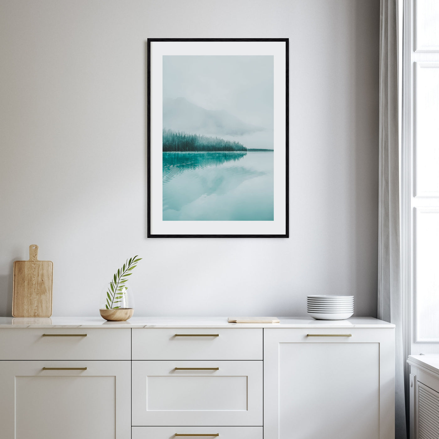 Foggy Lake Mountains Photo Color Poster