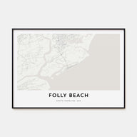Folly Beach Map Landscape Poster