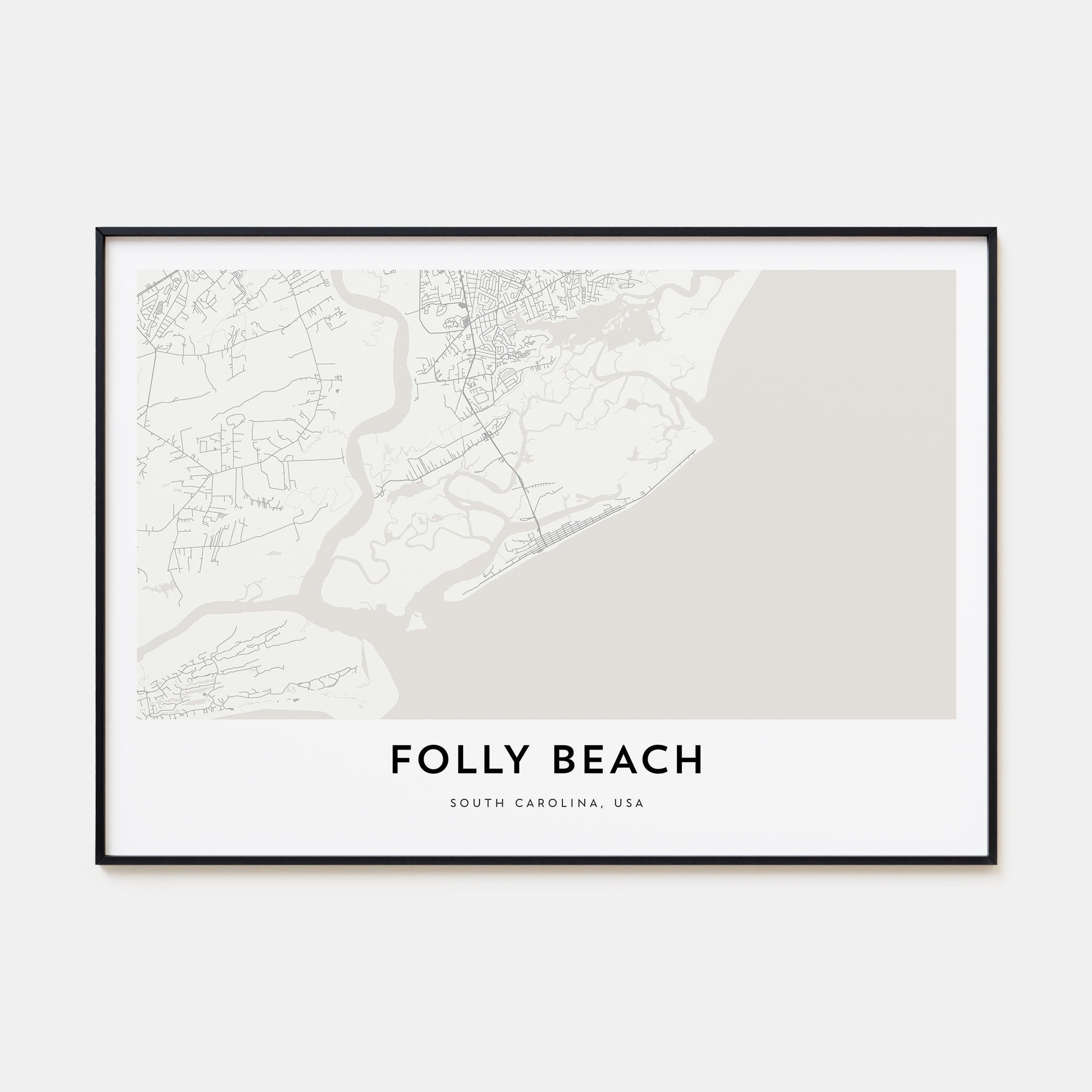 Folly Beach Map Landscape Poster