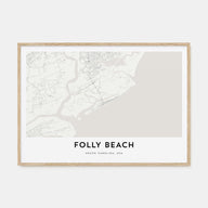 Folly Beach Map Landscape Poster