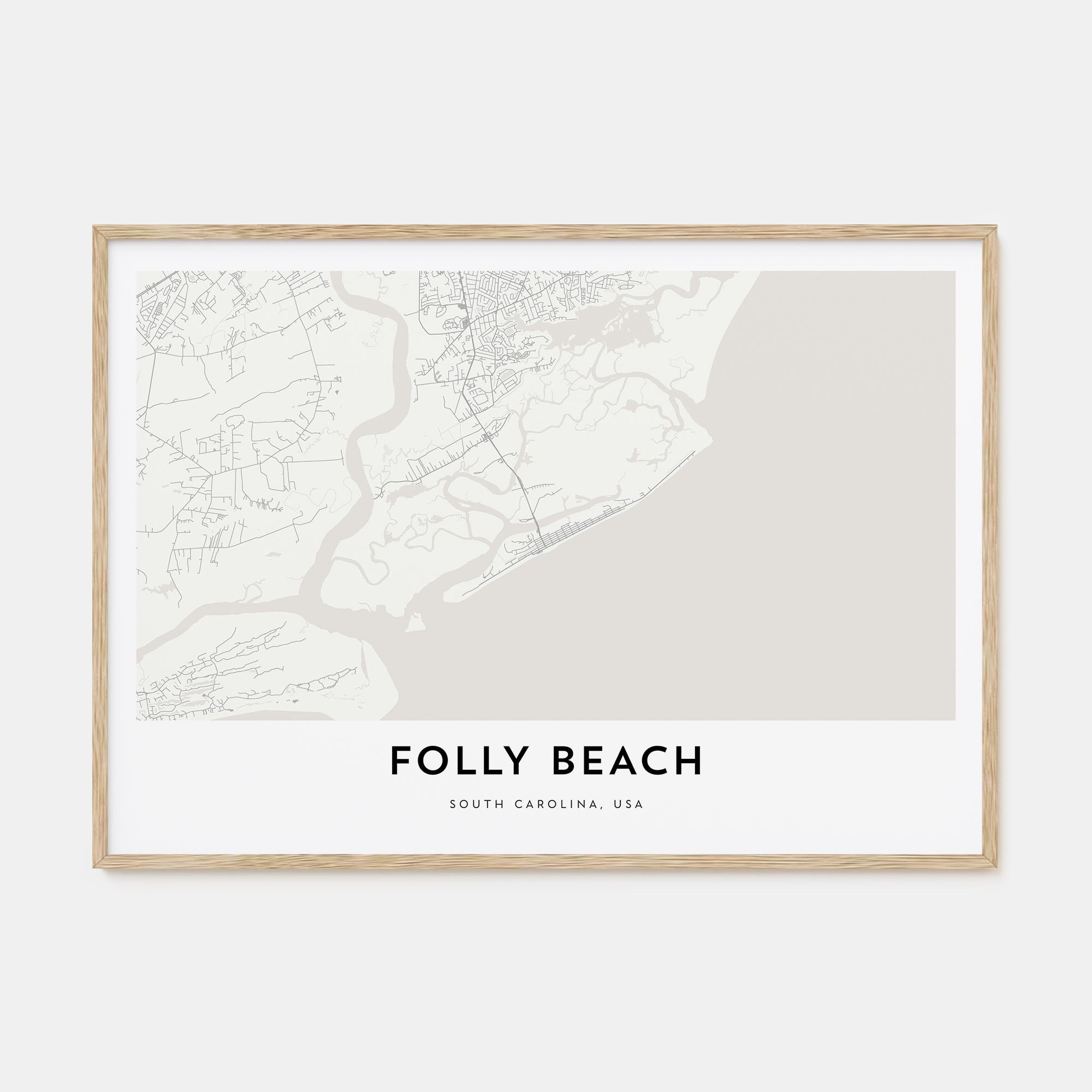 Folly Beach Map Landscape Poster