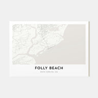 Folly Beach Map Landscape Poster
