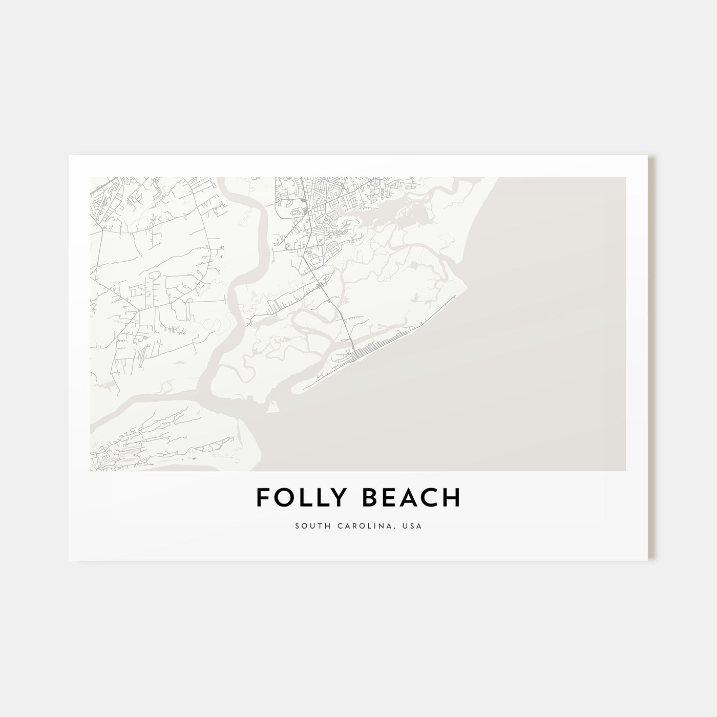 Folly Beach Map Landscape Poster