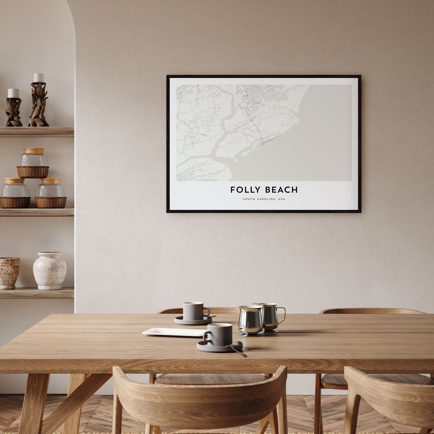Folly Beach Map Landscape Poster