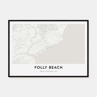 Folly Beach Map Landscape Poster