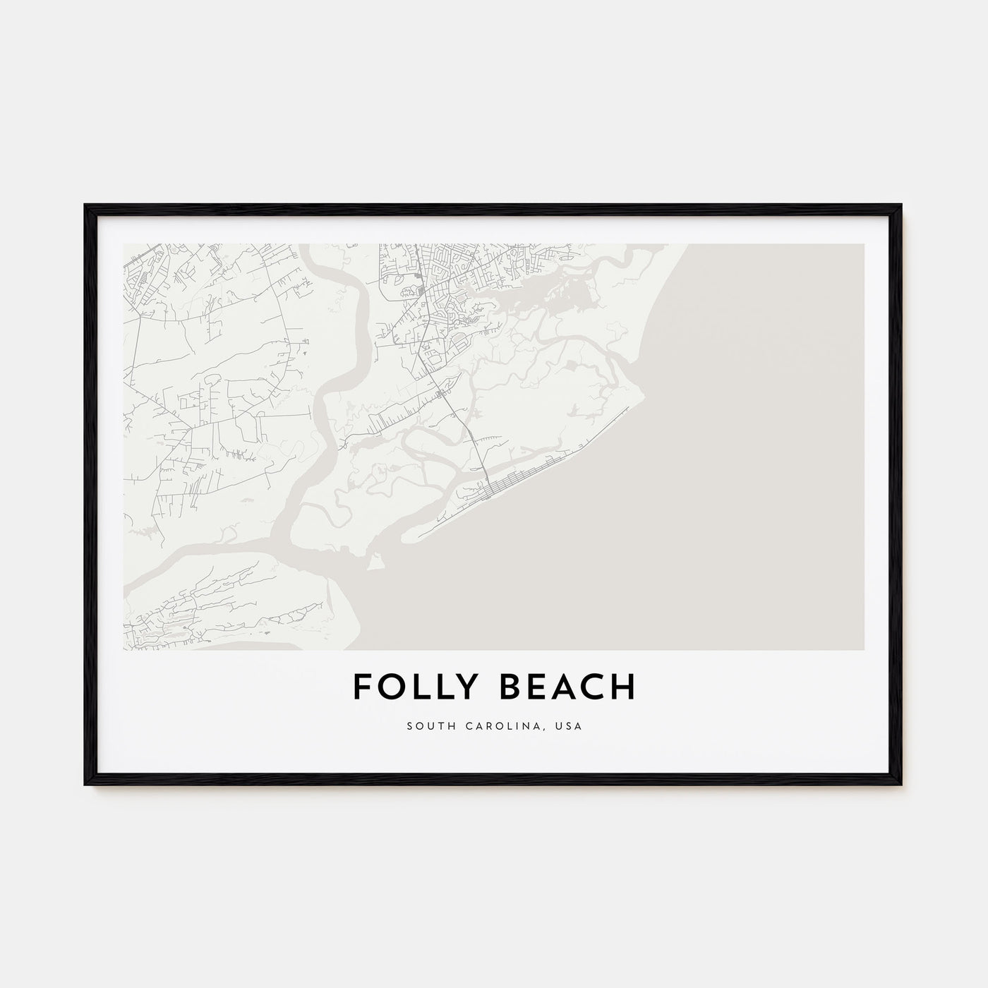 Folly Beach Map Landscape Poster
