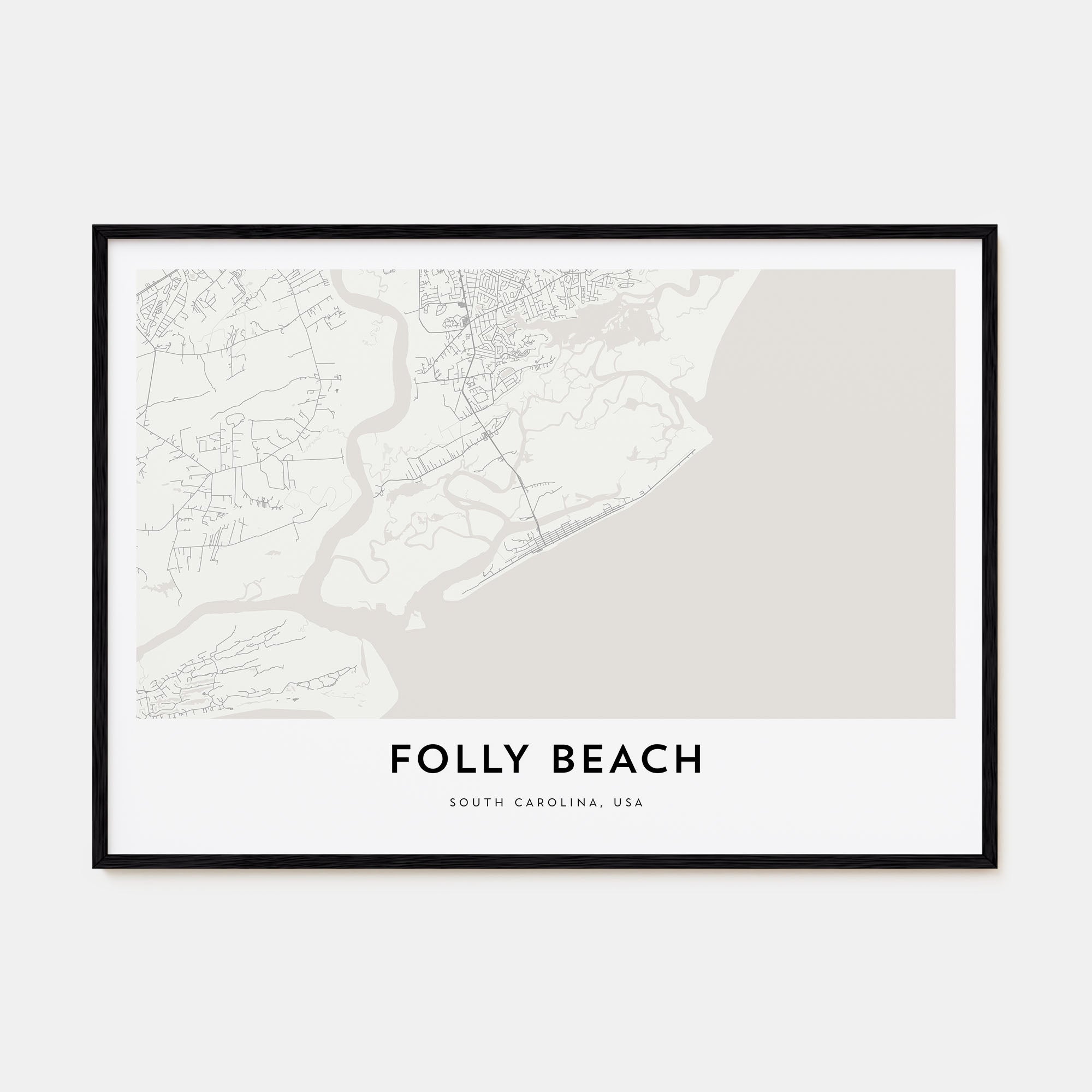 Folly Beach Map Landscape Poster