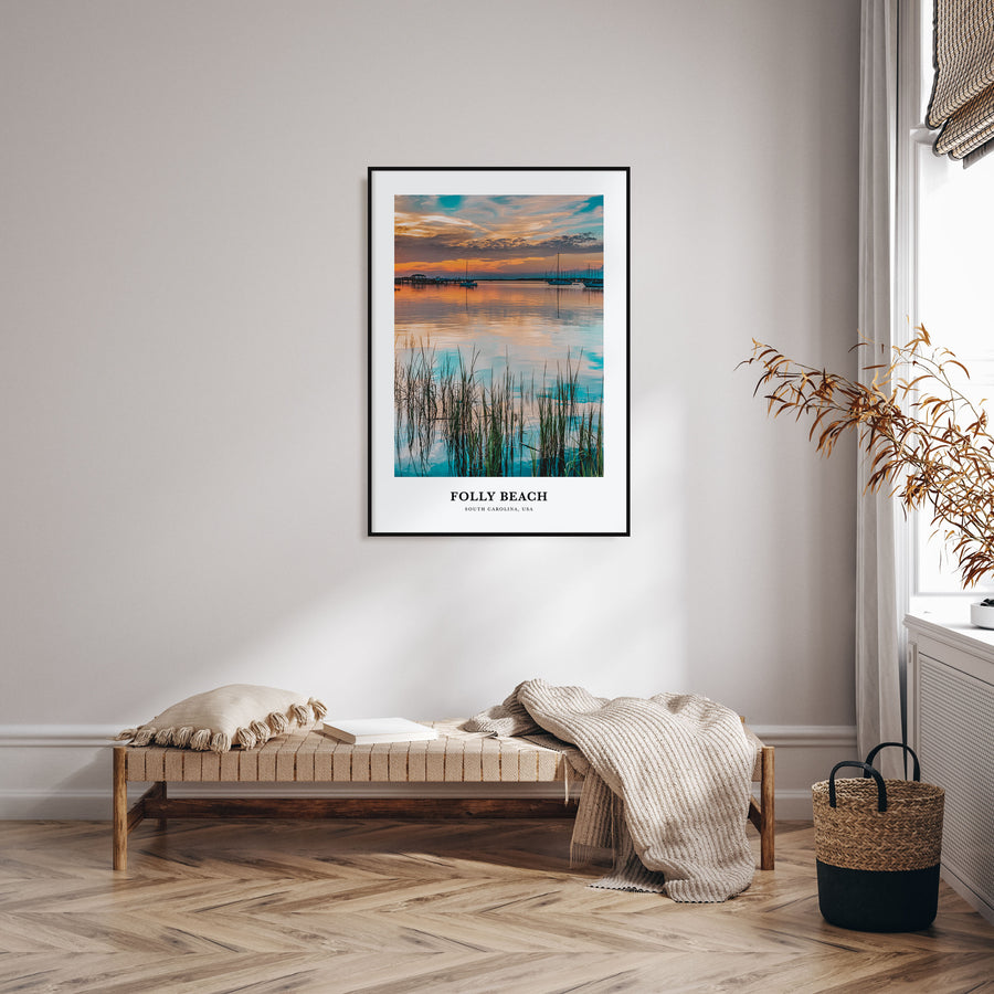 Folly Beach Portrait Color Poster