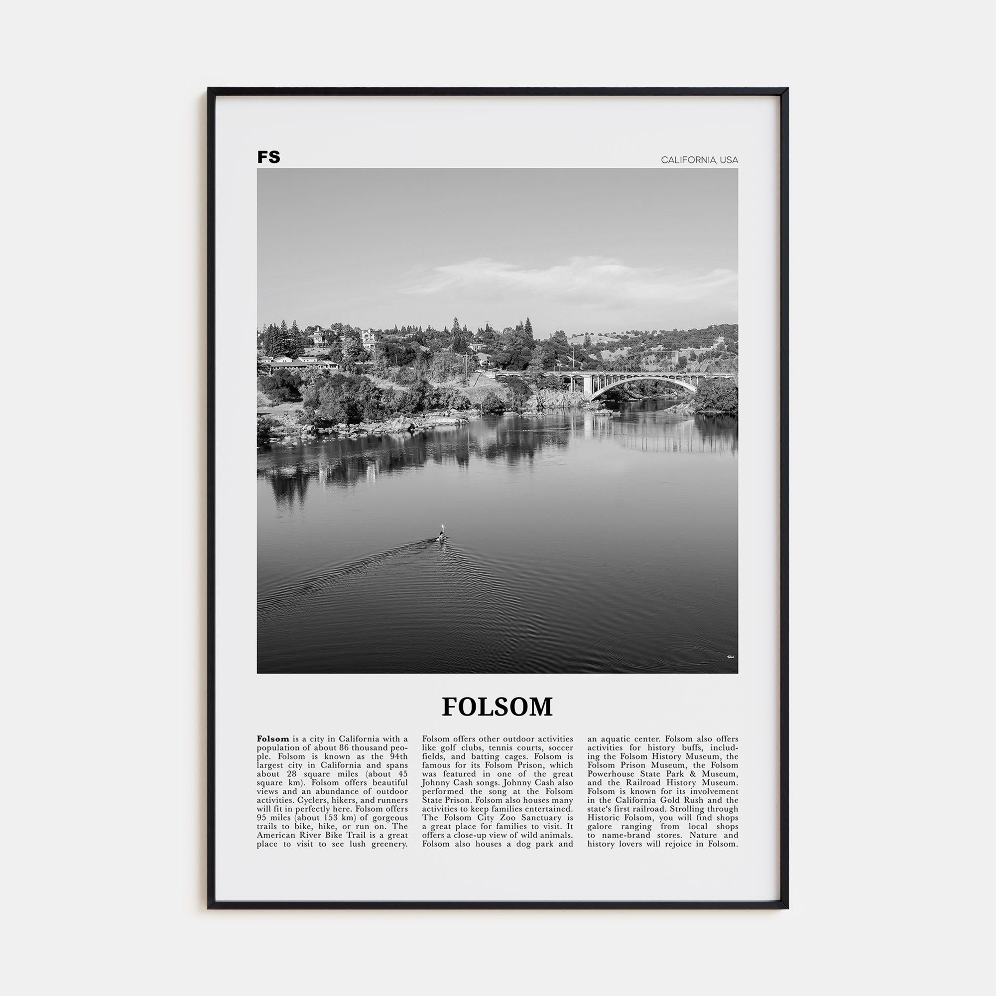 Folsom Travel B&W Poster