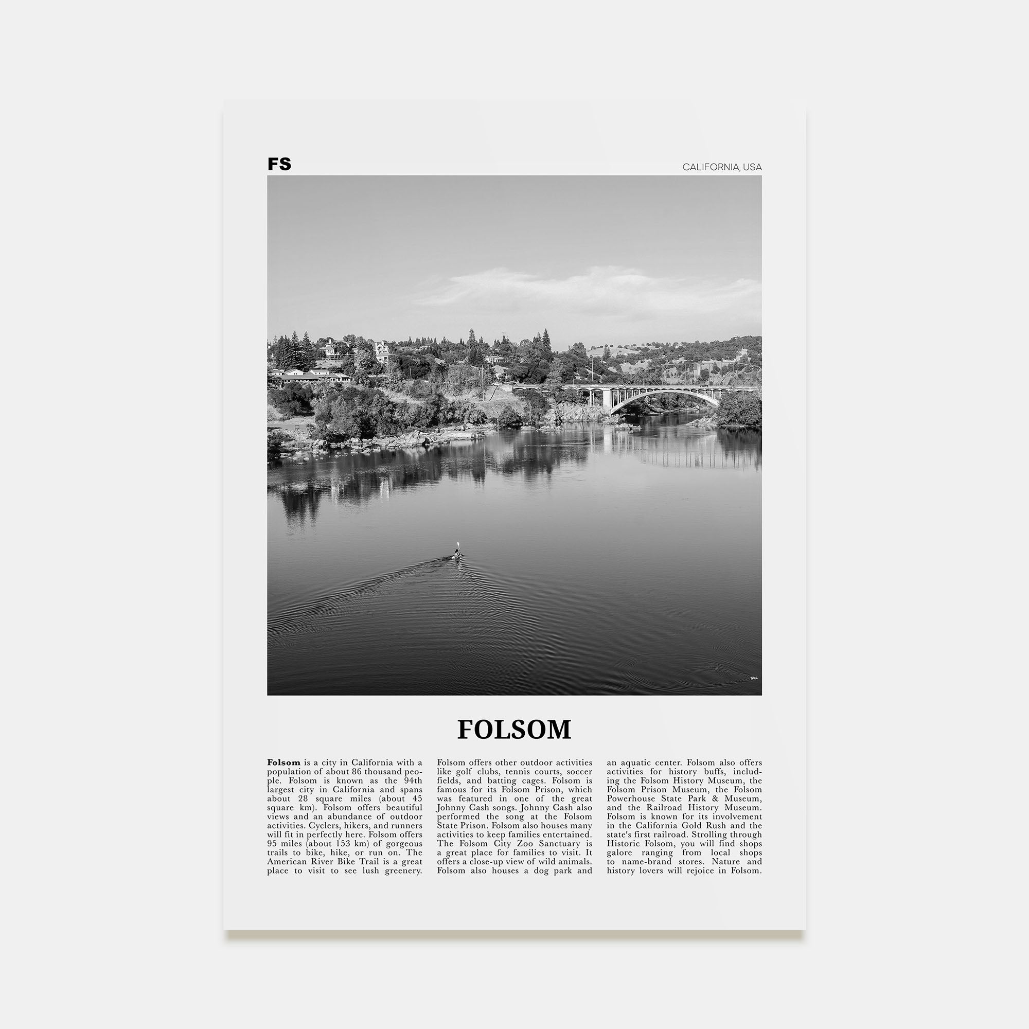 Folsom Travel B&W Poster