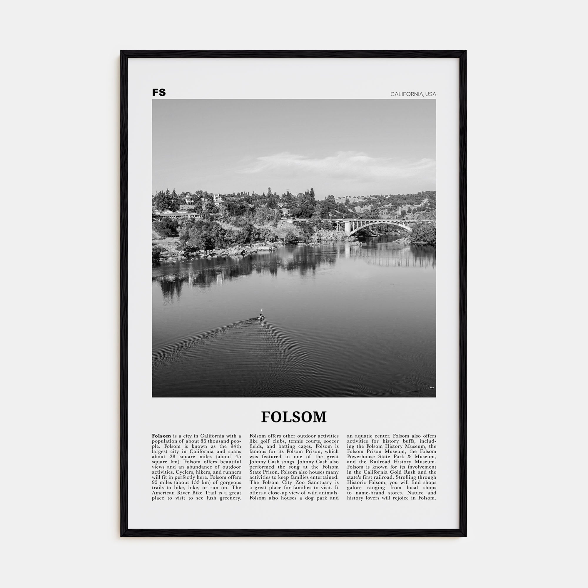 Folsom Travel B&W Poster
