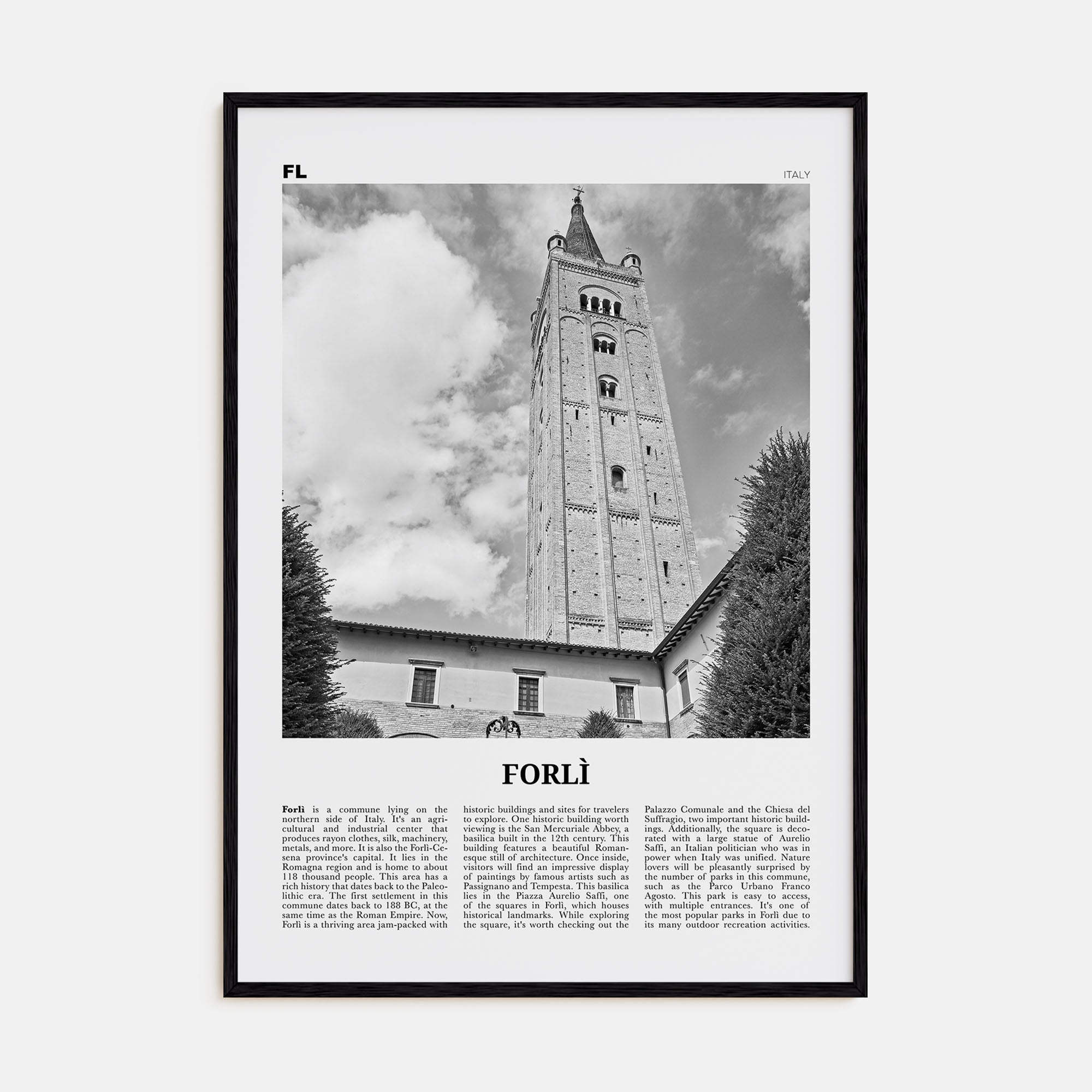 Forlì Travel B&W Poster