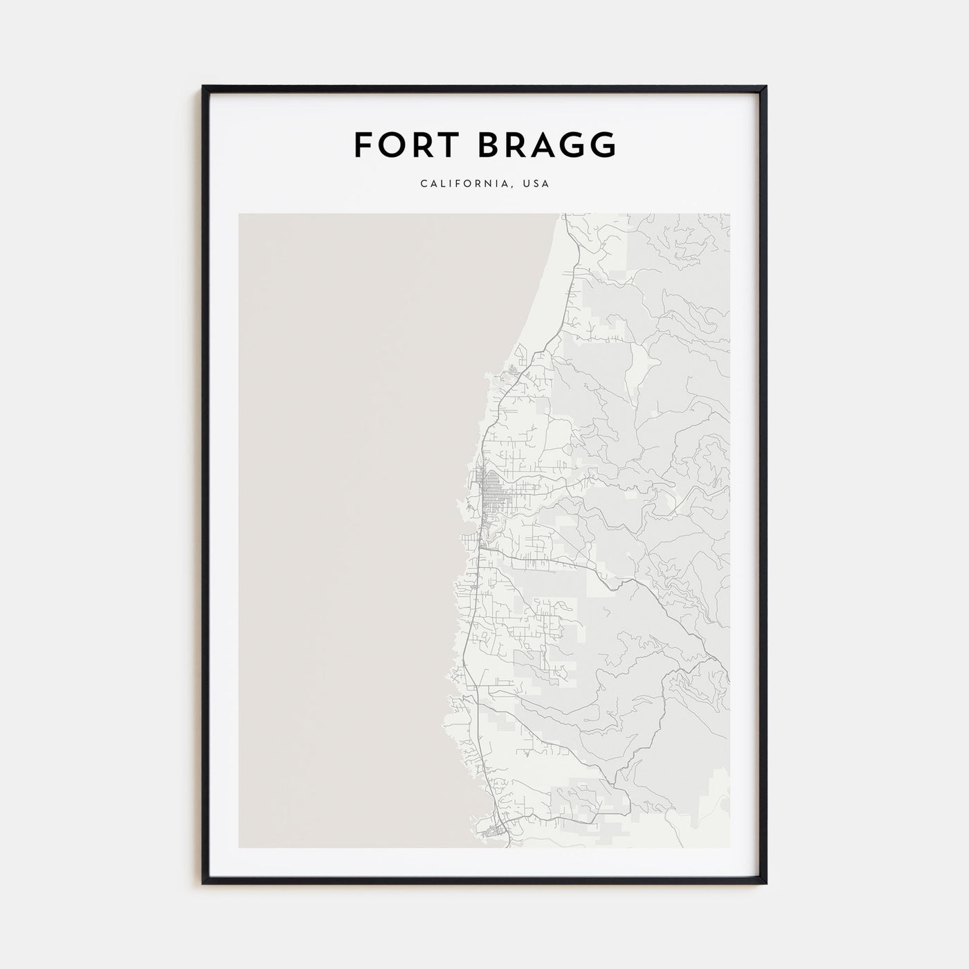 Fort Bragg Map Portrait Poster