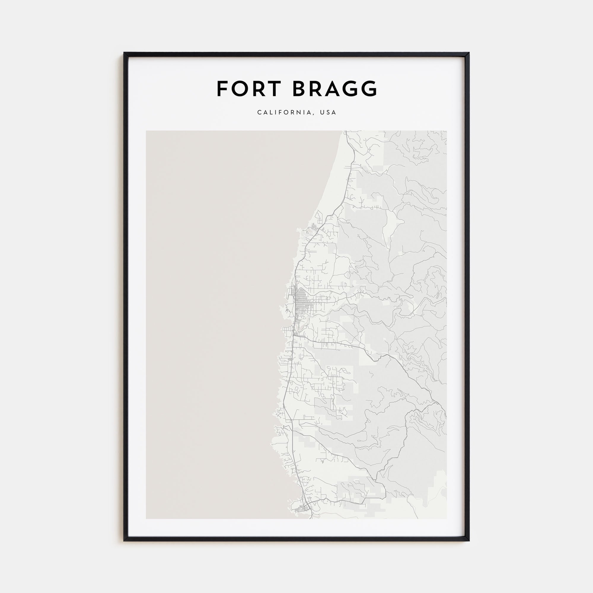 Fort Bragg Map Portrait Poster