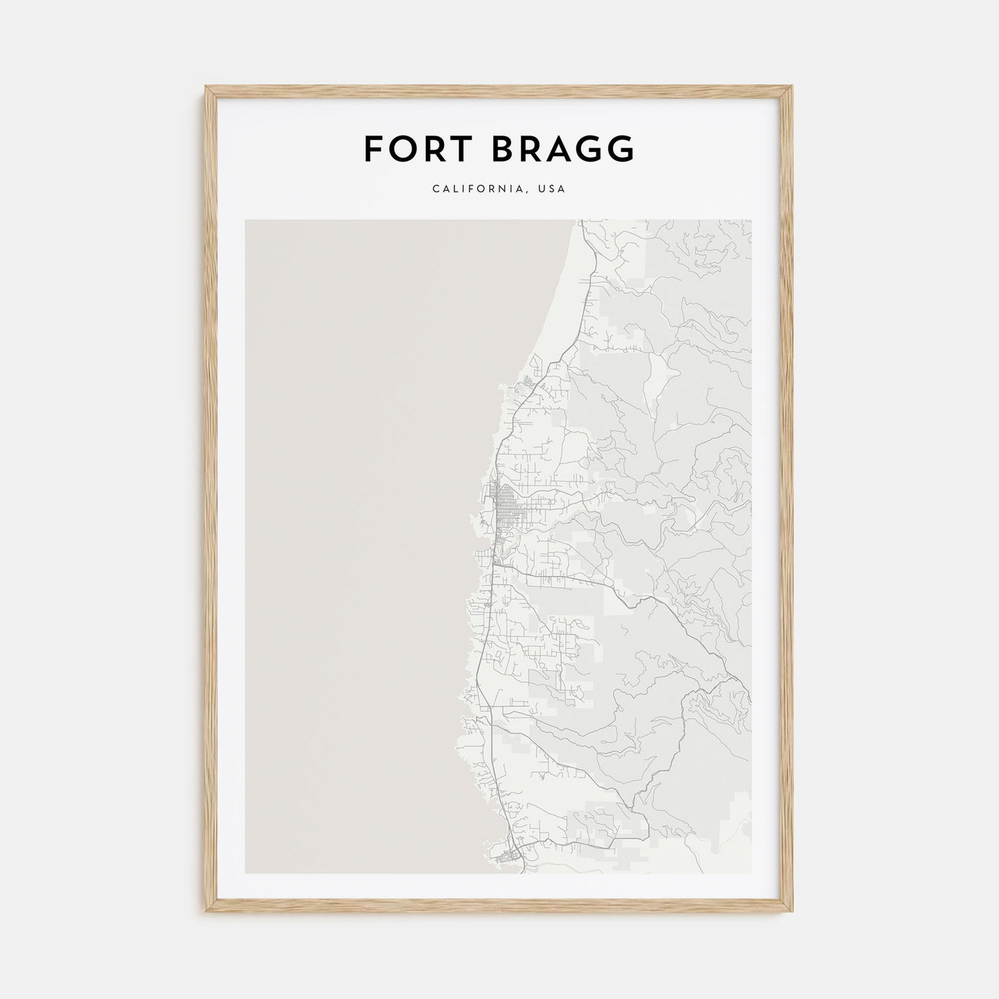 Fort Bragg Map Portrait Poster