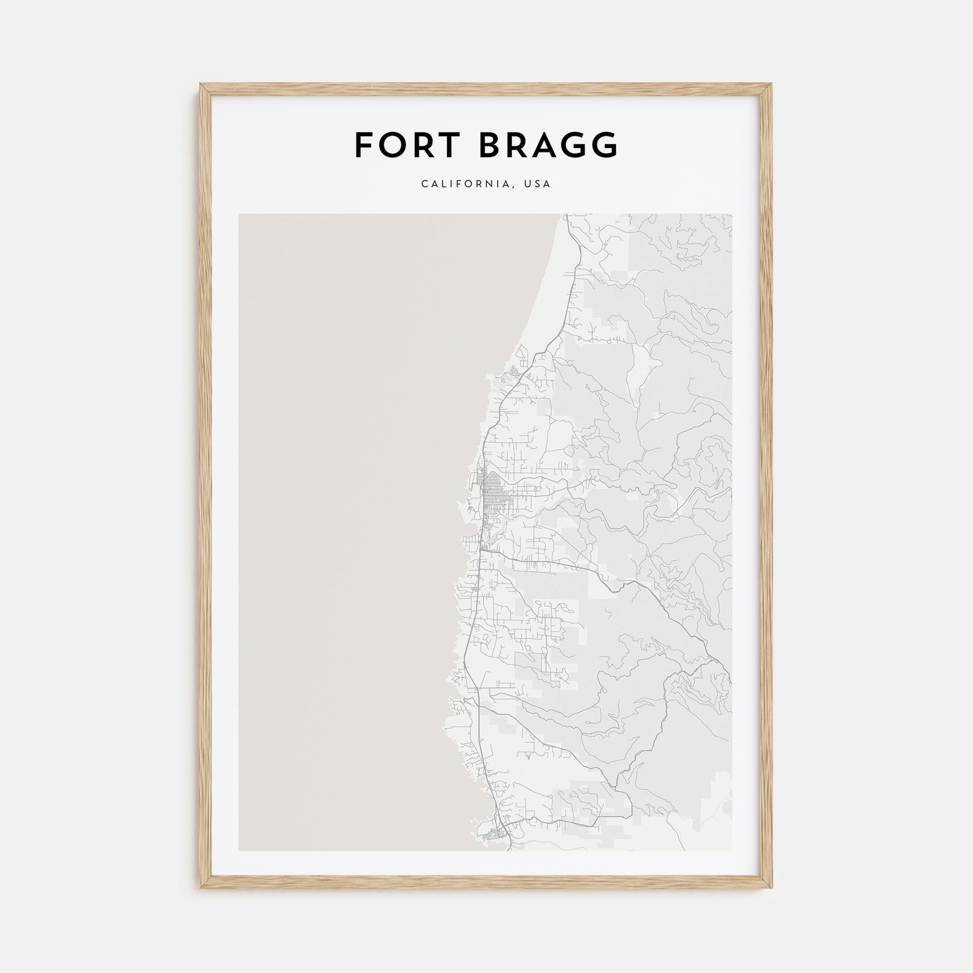Fort Bragg Map Portrait Poster